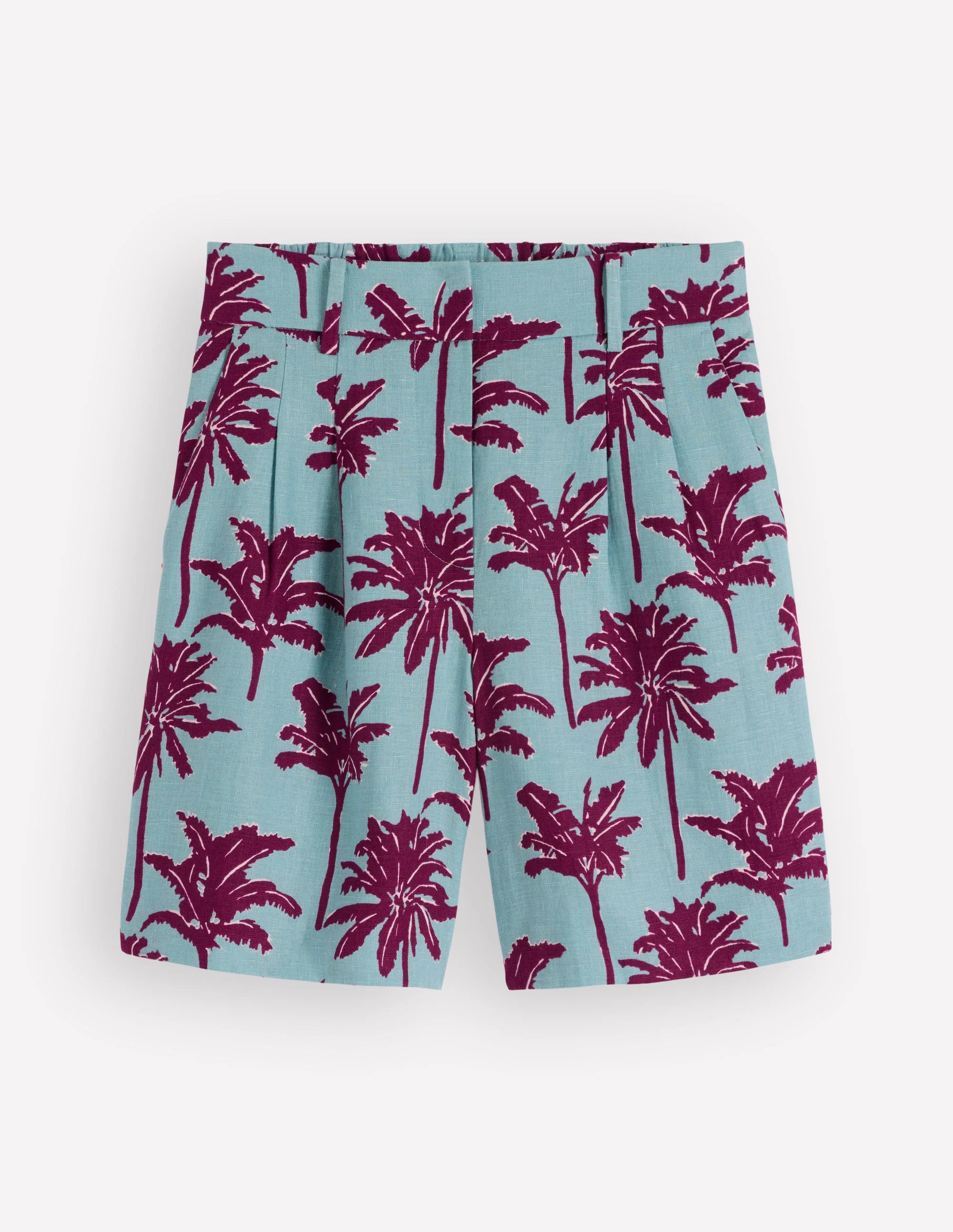 Kensington Leinenshorts-Meeresdunst-Blau, Palmenparadies - Image 9