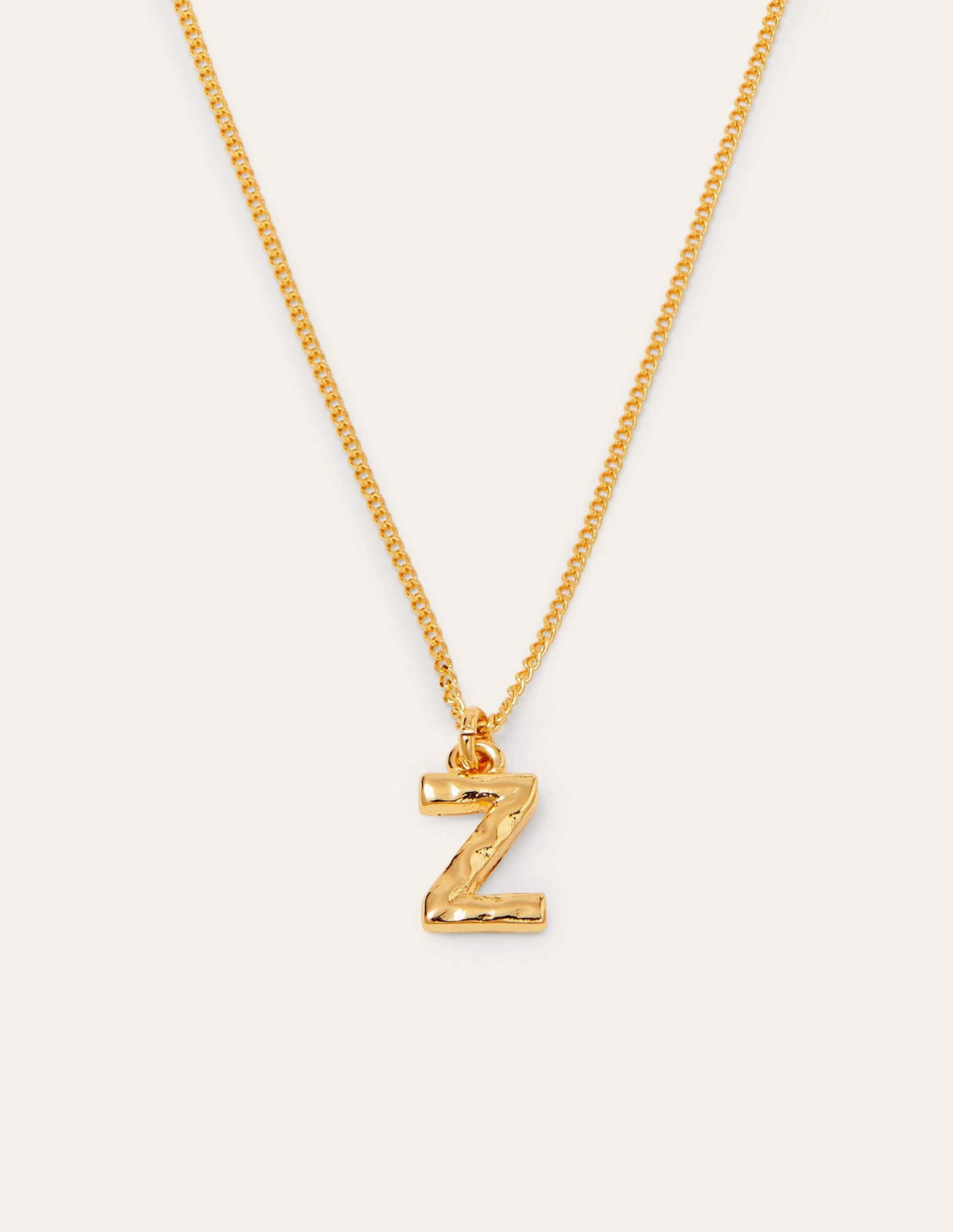 Kette mit Initial-Anhänger aus gehämmertem Gold-Antikes Messing - Image 4