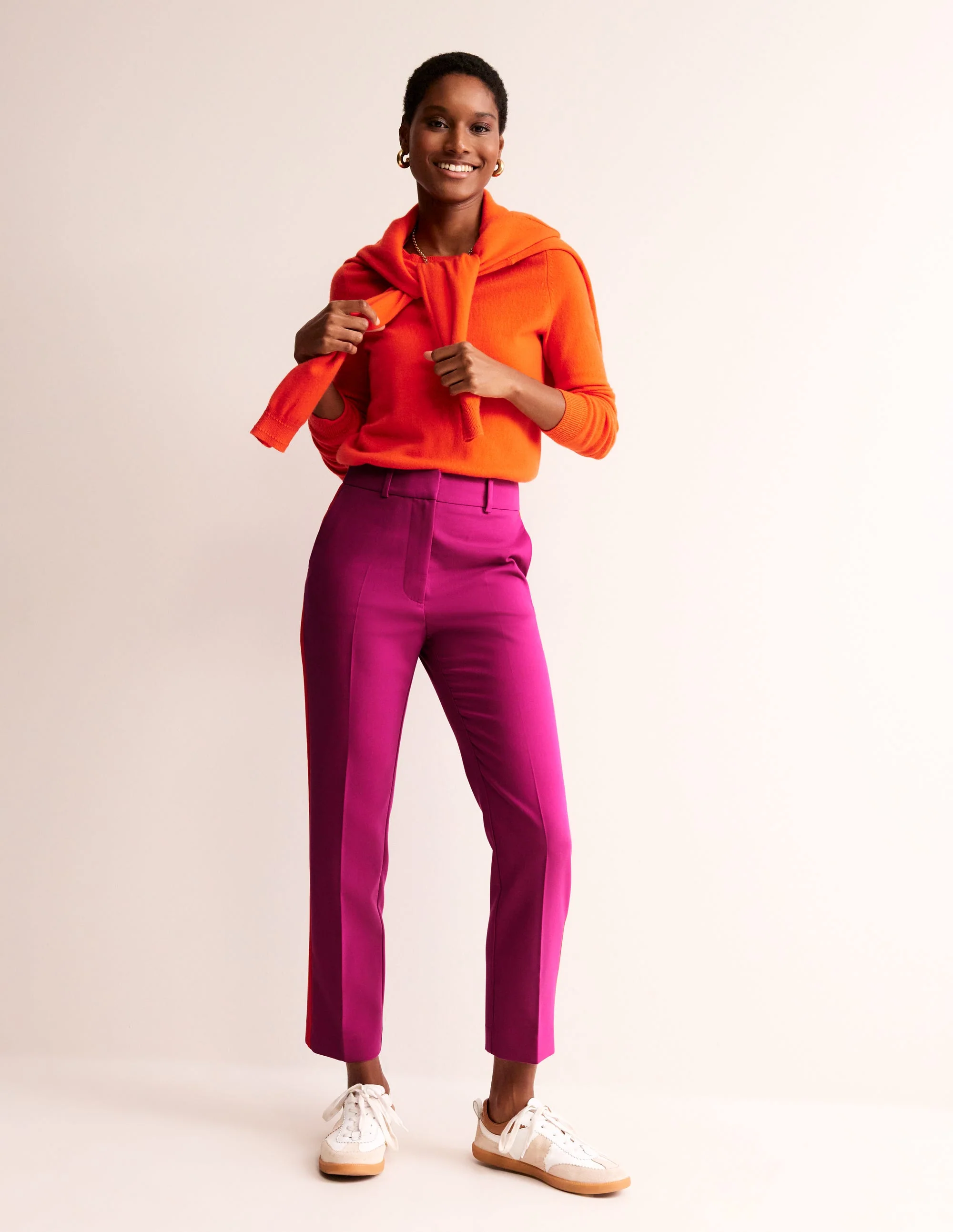 Kew Hose mit seitlichen Streifen-Rosa-Violett, Roter Streifen