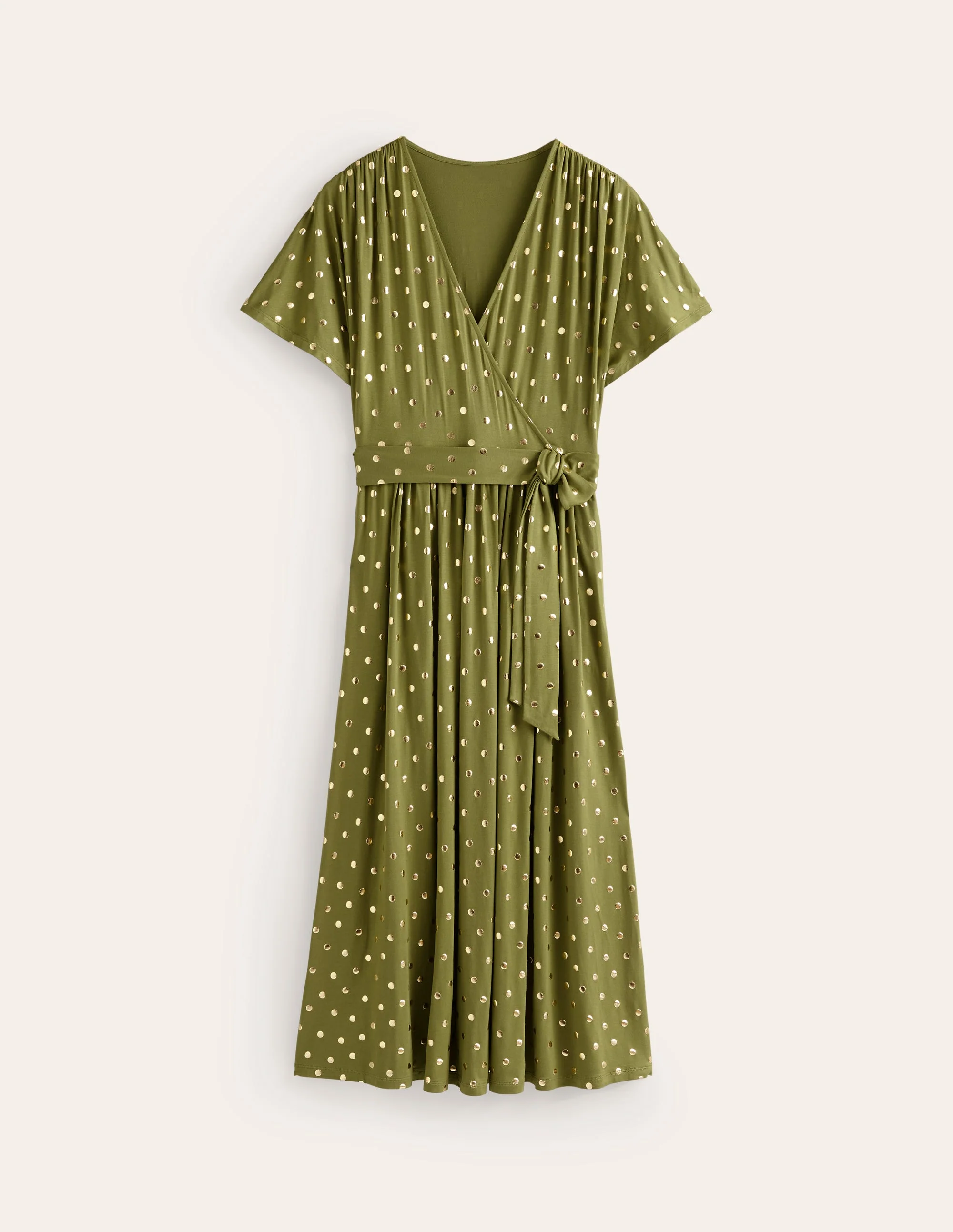 Kimono-Wickelkleid aus Jersey in Midilänge-Eintagsfliege Verstreute Folienpunkte - Image 5