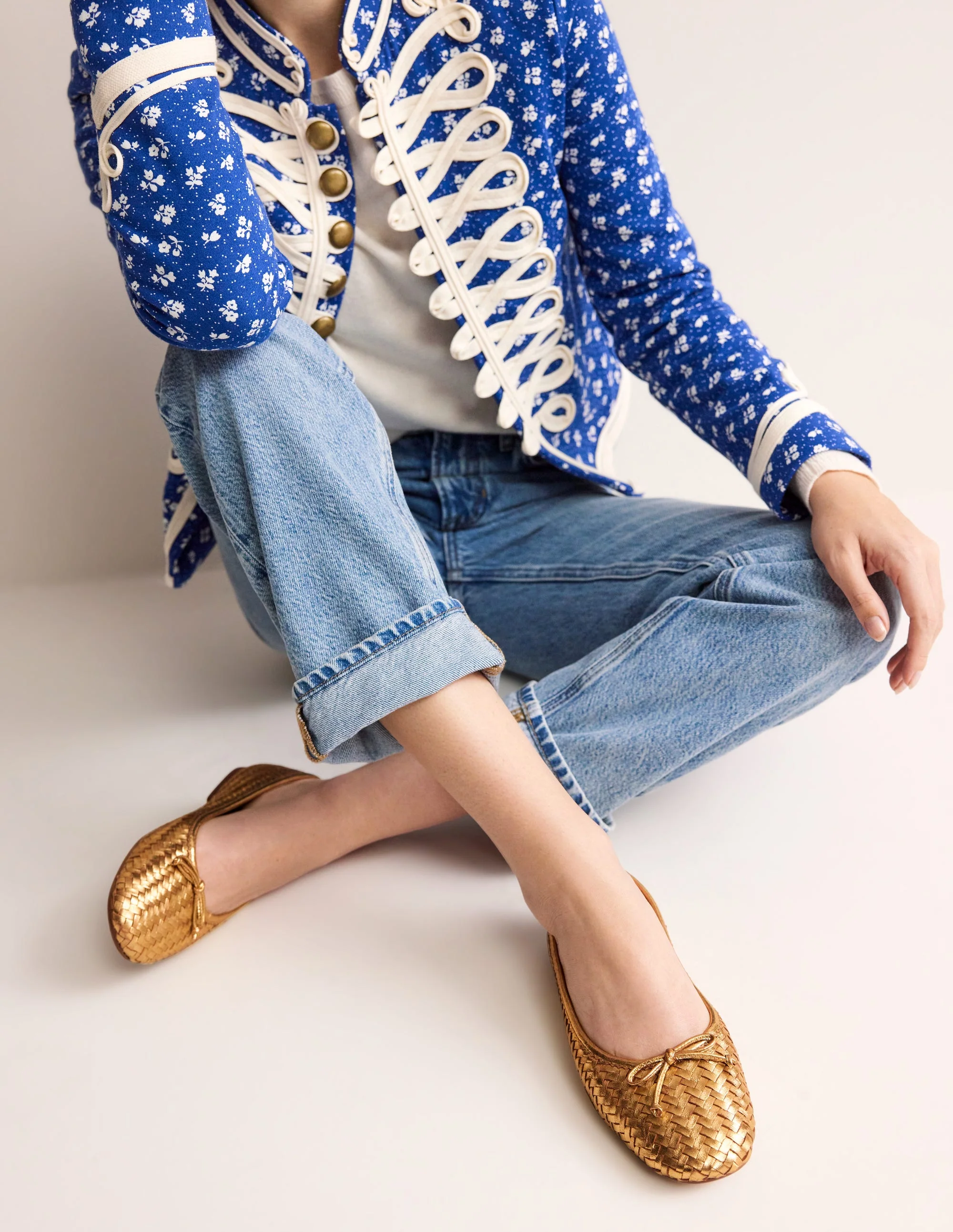 Kitty Ballerinas mit flexibler Sohle-Gewebtes Gold