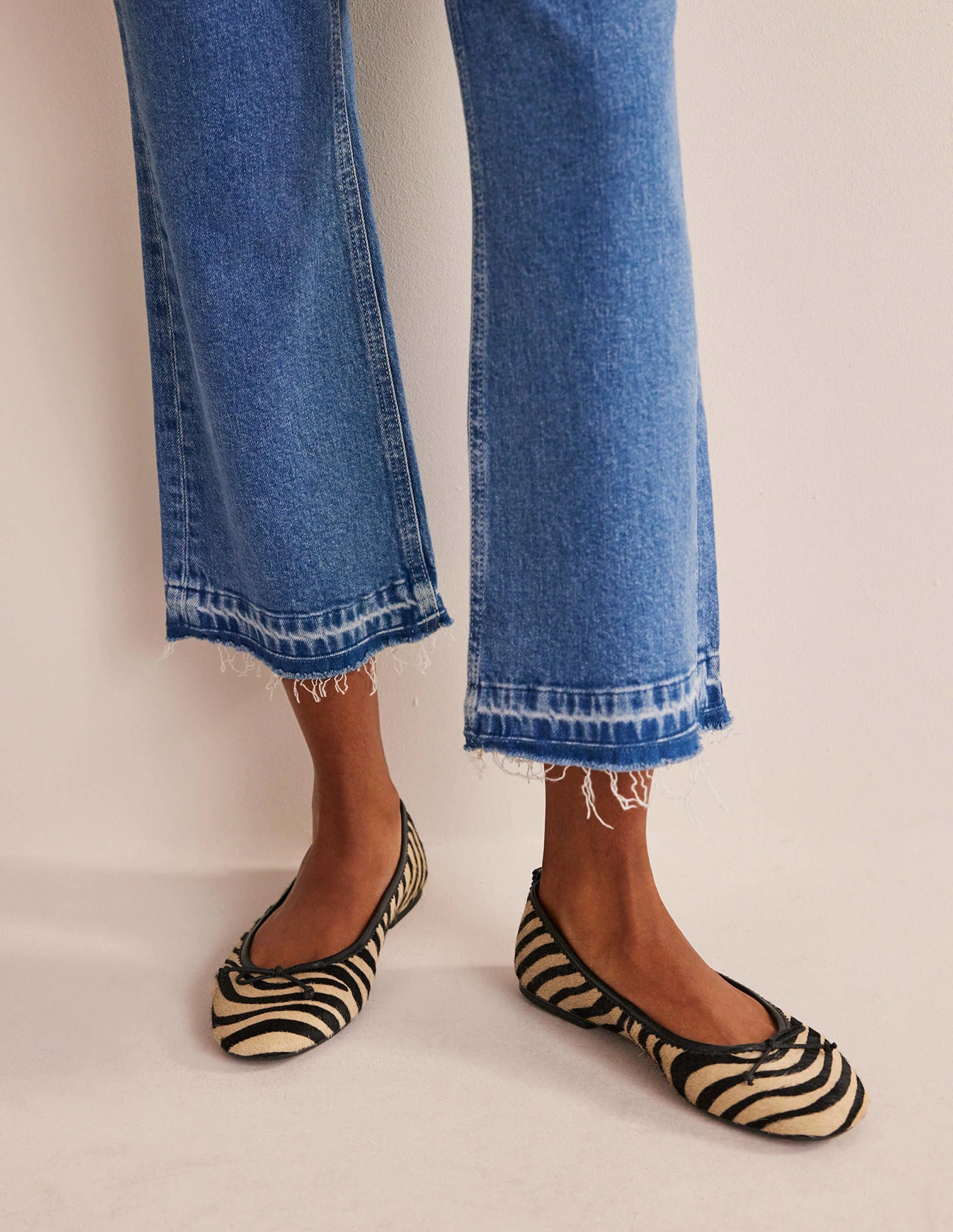 Kitty Ballerinas mit flexibler Sohle-Zebramuster Ponyhaar