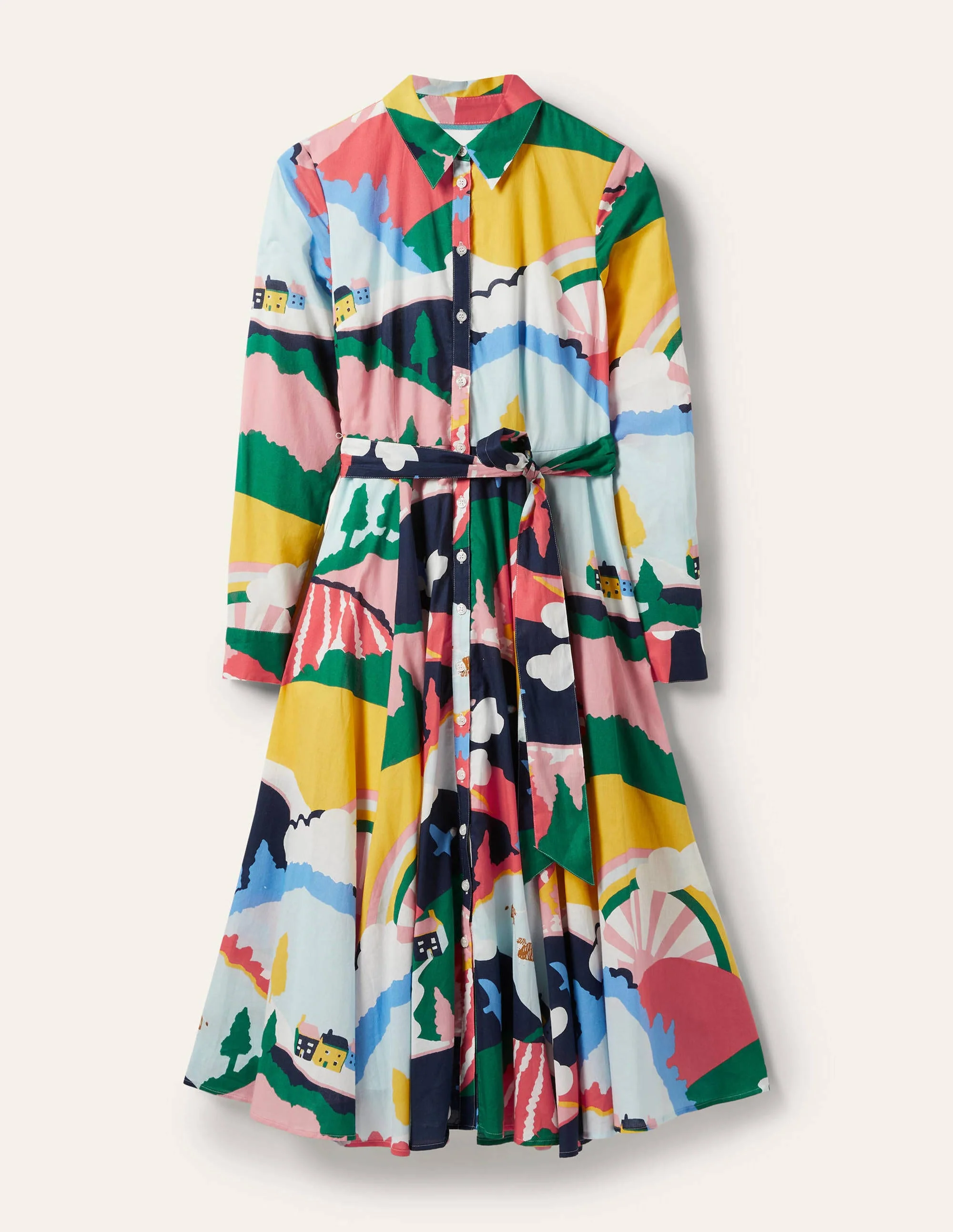 Kitty Midi-Hemdblusenkleid-Französisches Navy, Wiesenszene - Image 6