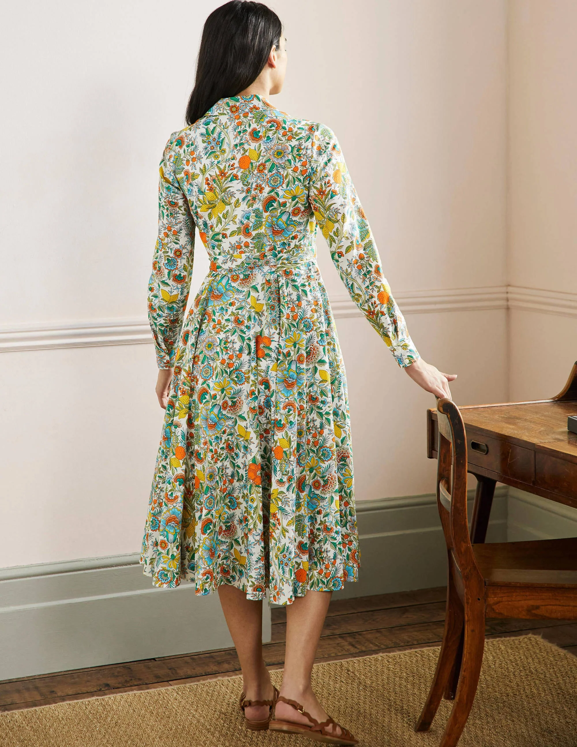 Kitty Midi-Hemdblusenkleid-Naturweiß, Rauchgelb - Image 3