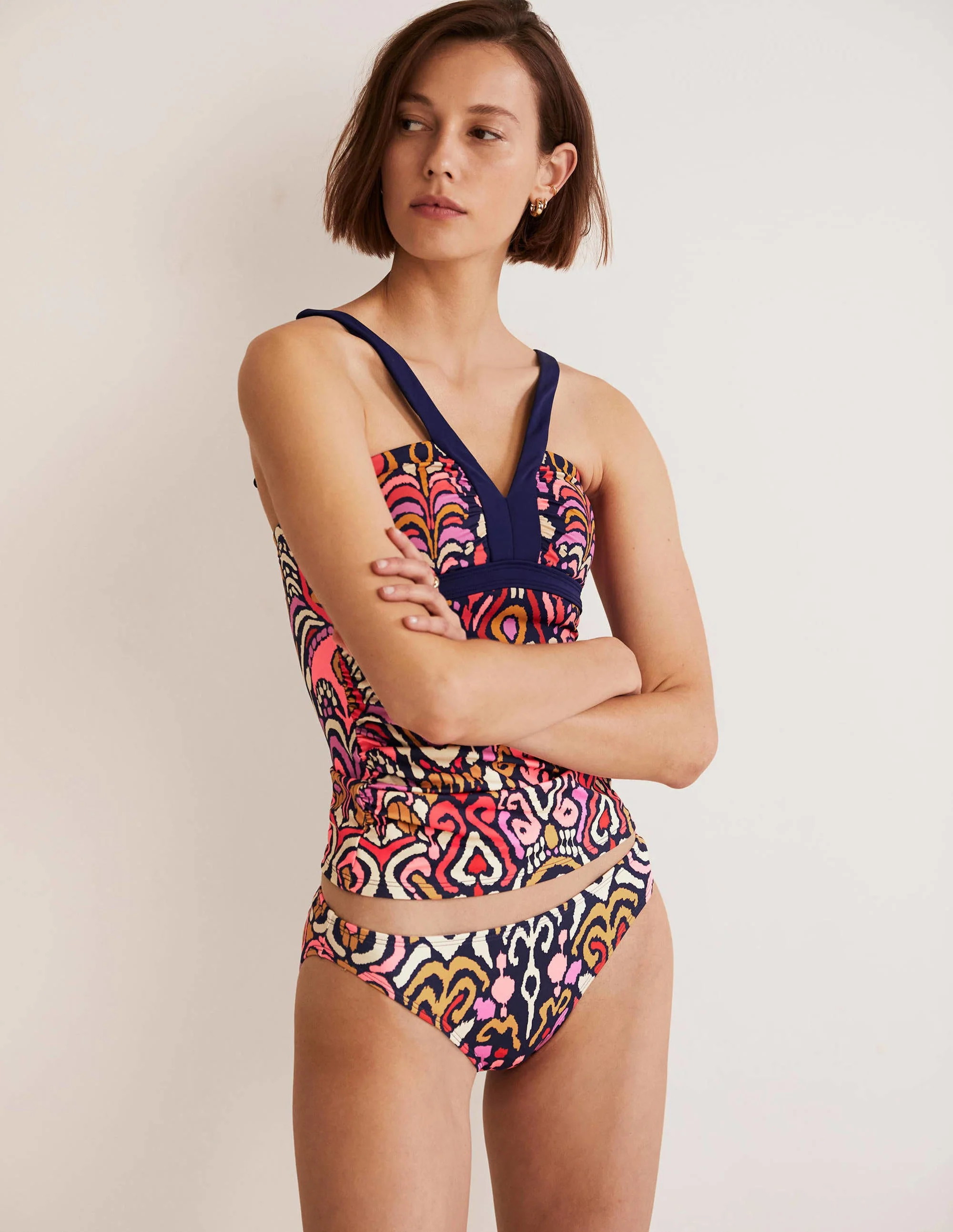 Klassische Bikinihose-Französisches Navy, Ikat-Muster