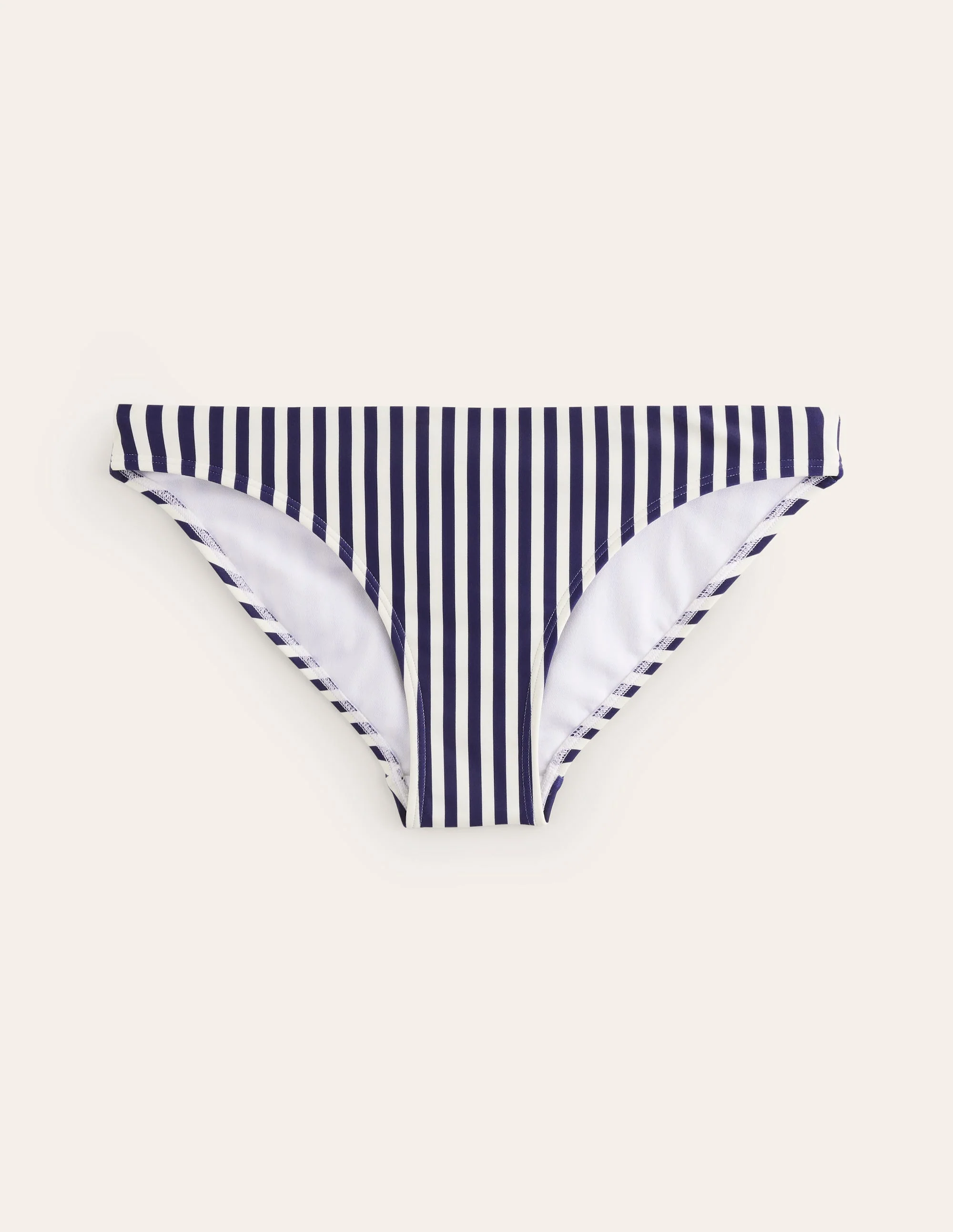 Klassische Bikinihose-Marineblau, Naturweiß Gestreift - Image 5