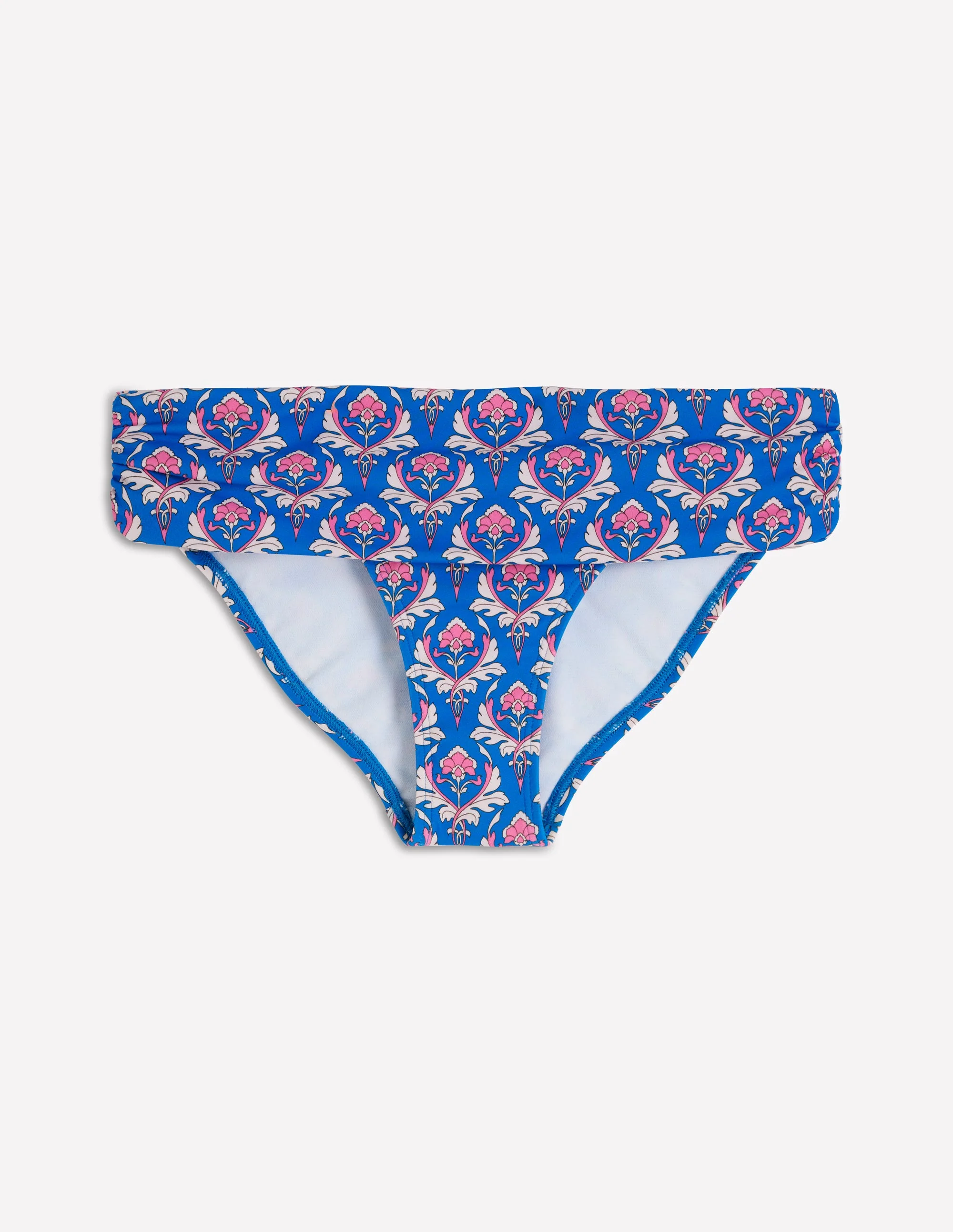 Klassische Bikinihose mit umgeschlagenem Bund-Blau, Zierstempel - Image 6