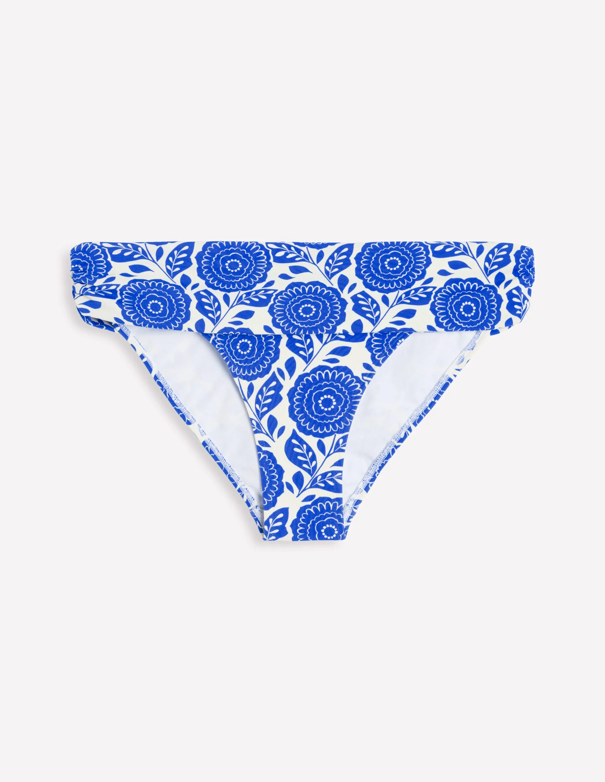 Klassische Bikinihose mit umgeschlagenem Bund-Blauer Dahlienstempel - Image 5
