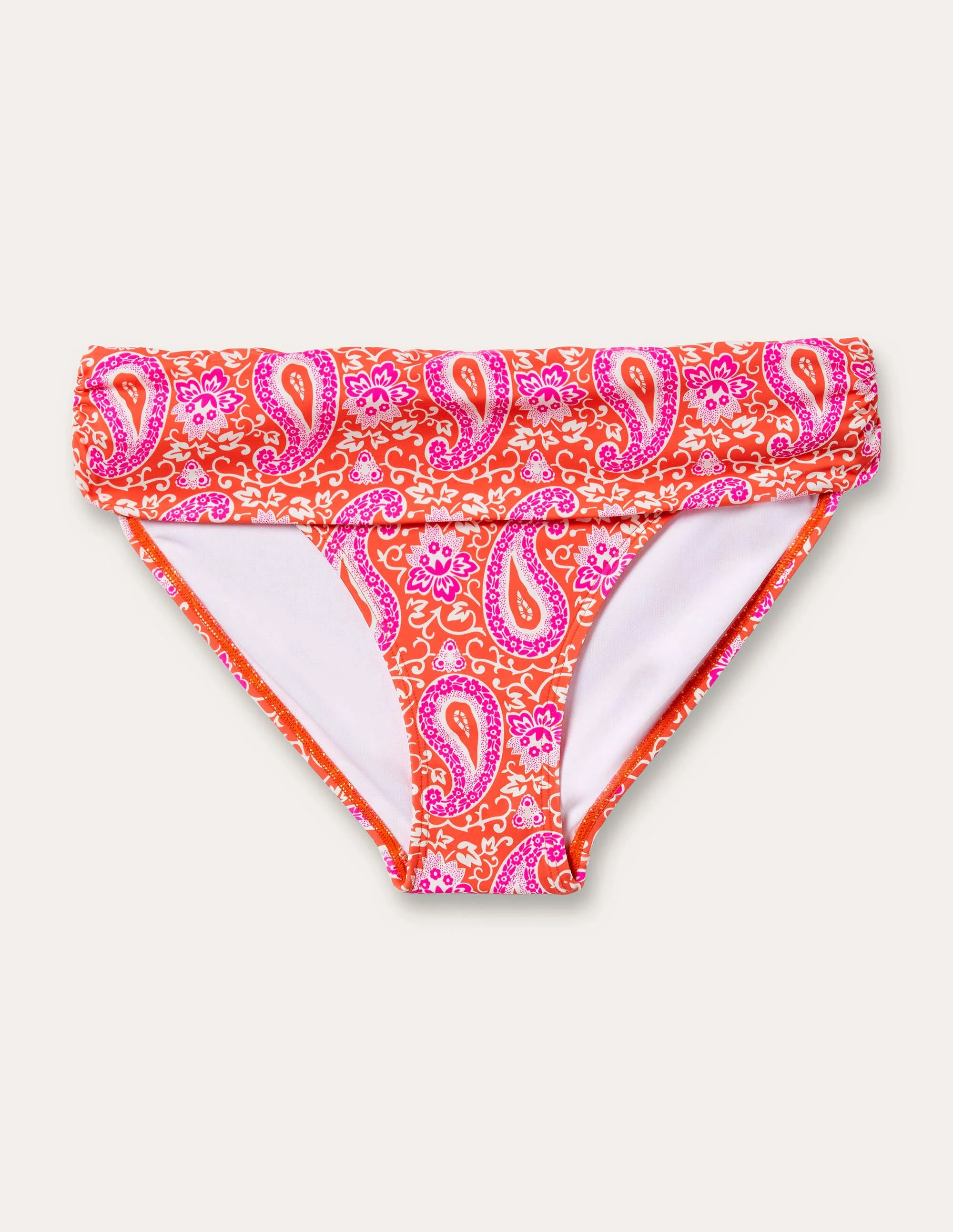 Klassische Bikinihose mit umgeschlagenem Bund-Knalliges Papayaorange, Paisleymuster - Image 5