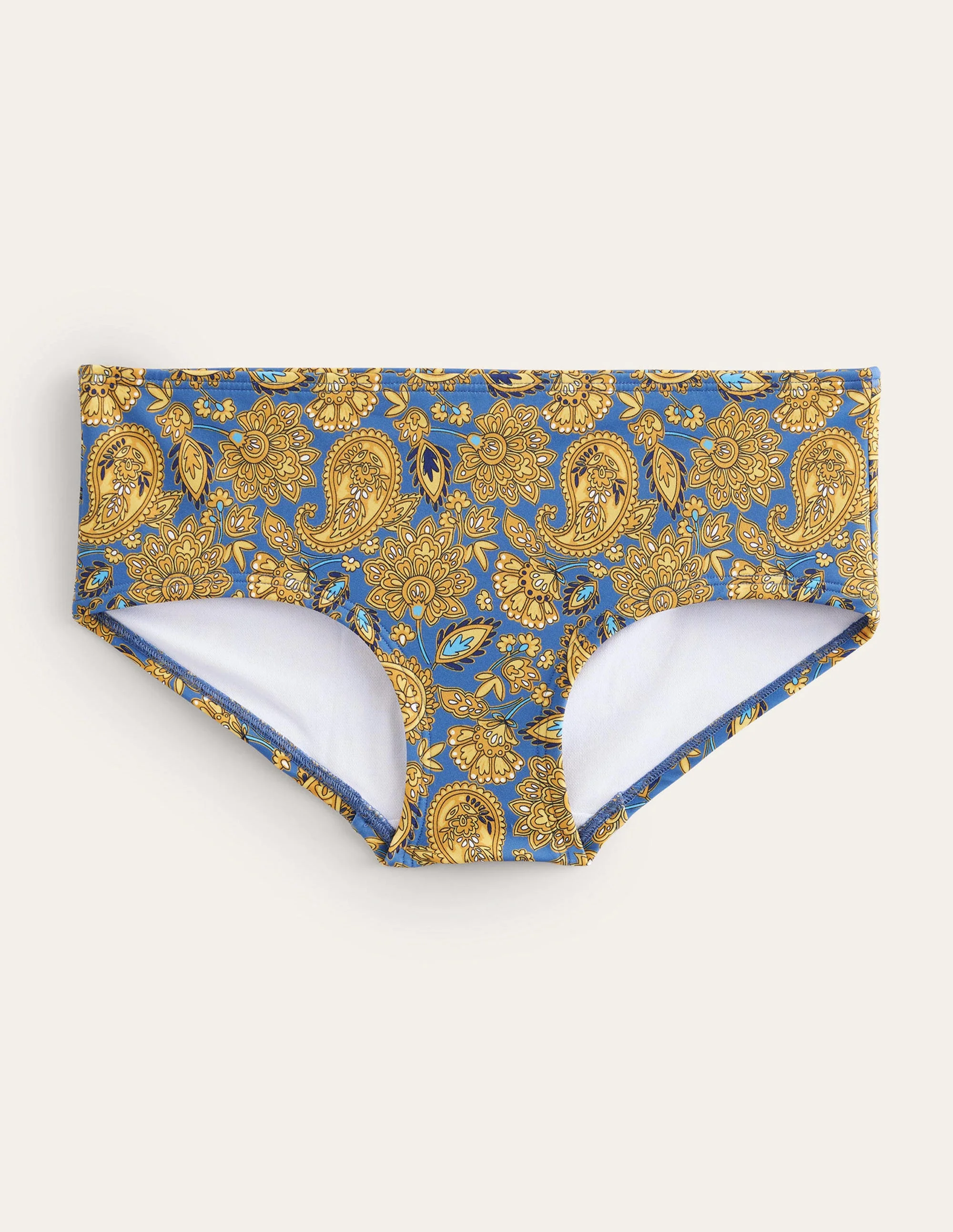 Klassische Bikinishorts-Ockergelb, Paisleymuster - Image 5