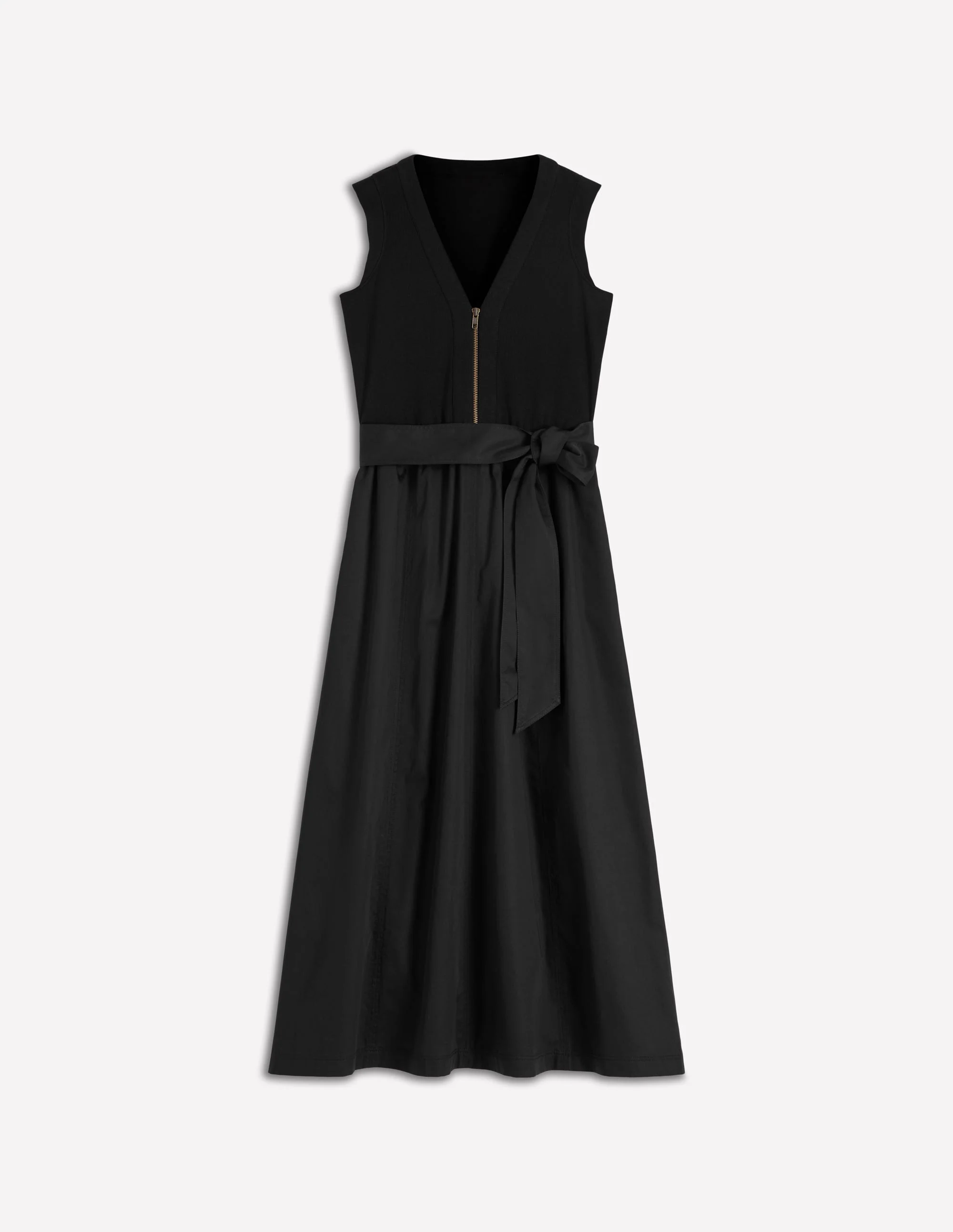 Kleid aus Materialmix mit Reißverschluss vorn-Schwarz - Image 6
