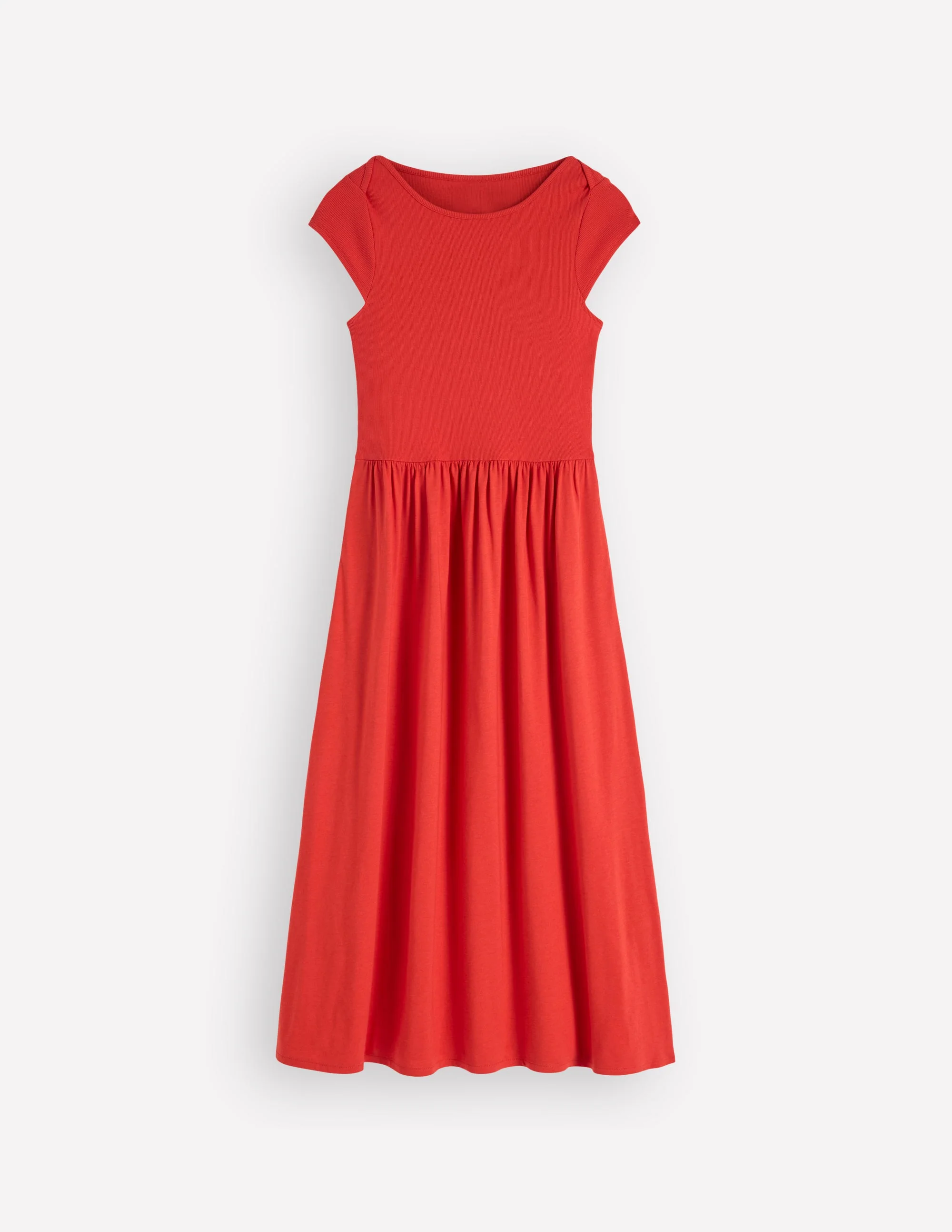 Kleid aus Materialmix mit U-Boot-Ausschnitt-Blutorange - Image 5