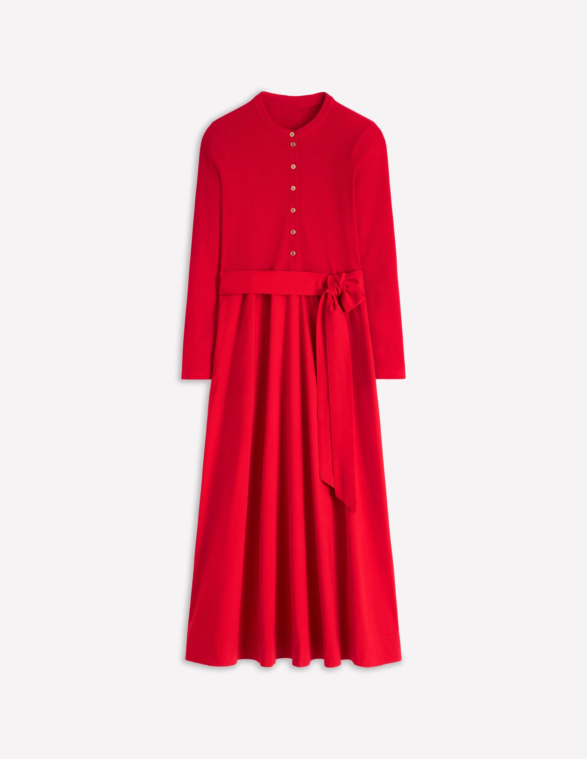 Kleid aus Rippstrick-Mix mit Knopfleiste-Purpurrot - Image 7
