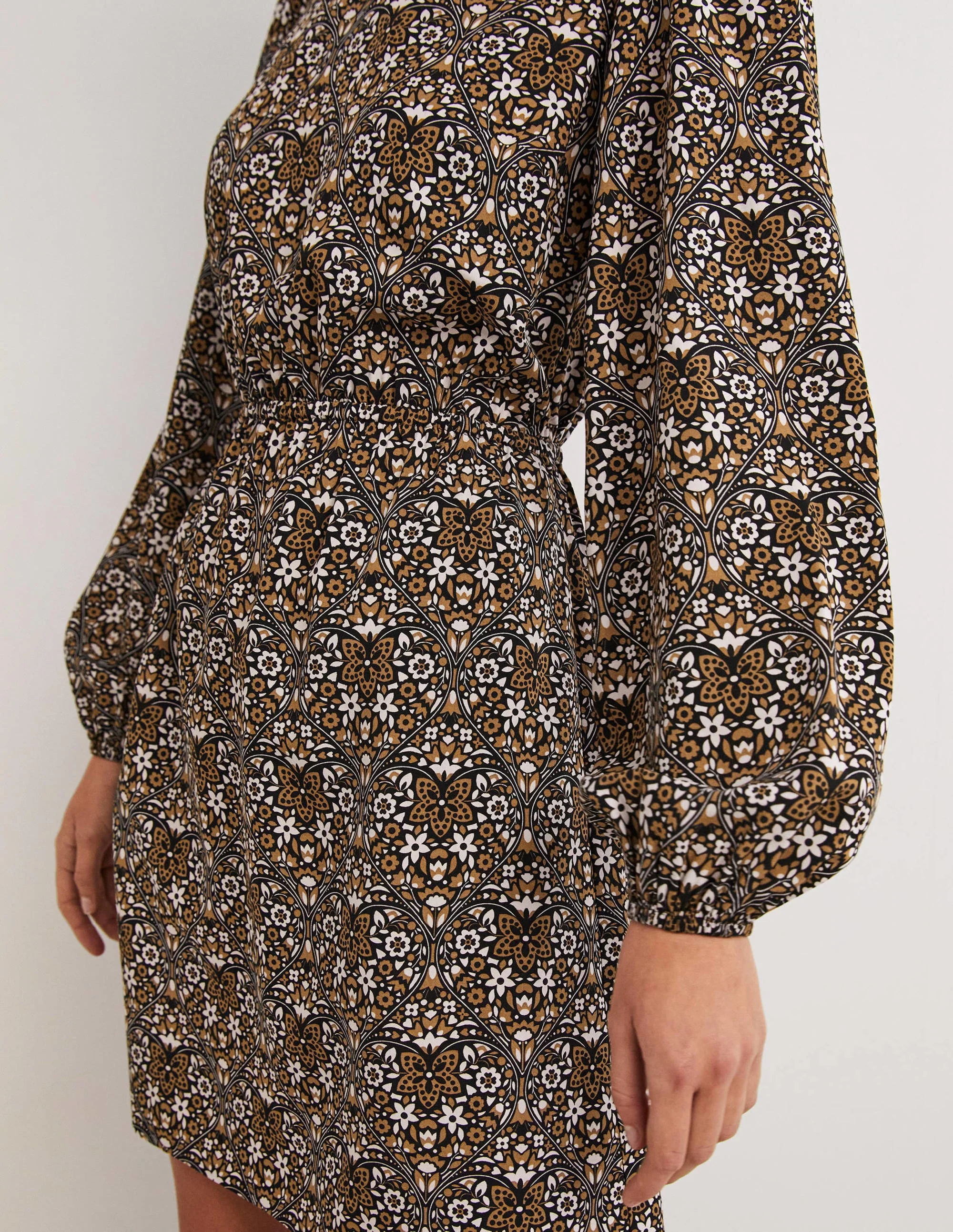 Kleid mit Rundhalsausschnitt-Dijonsenfgelb, Blütenherzen - Image 2