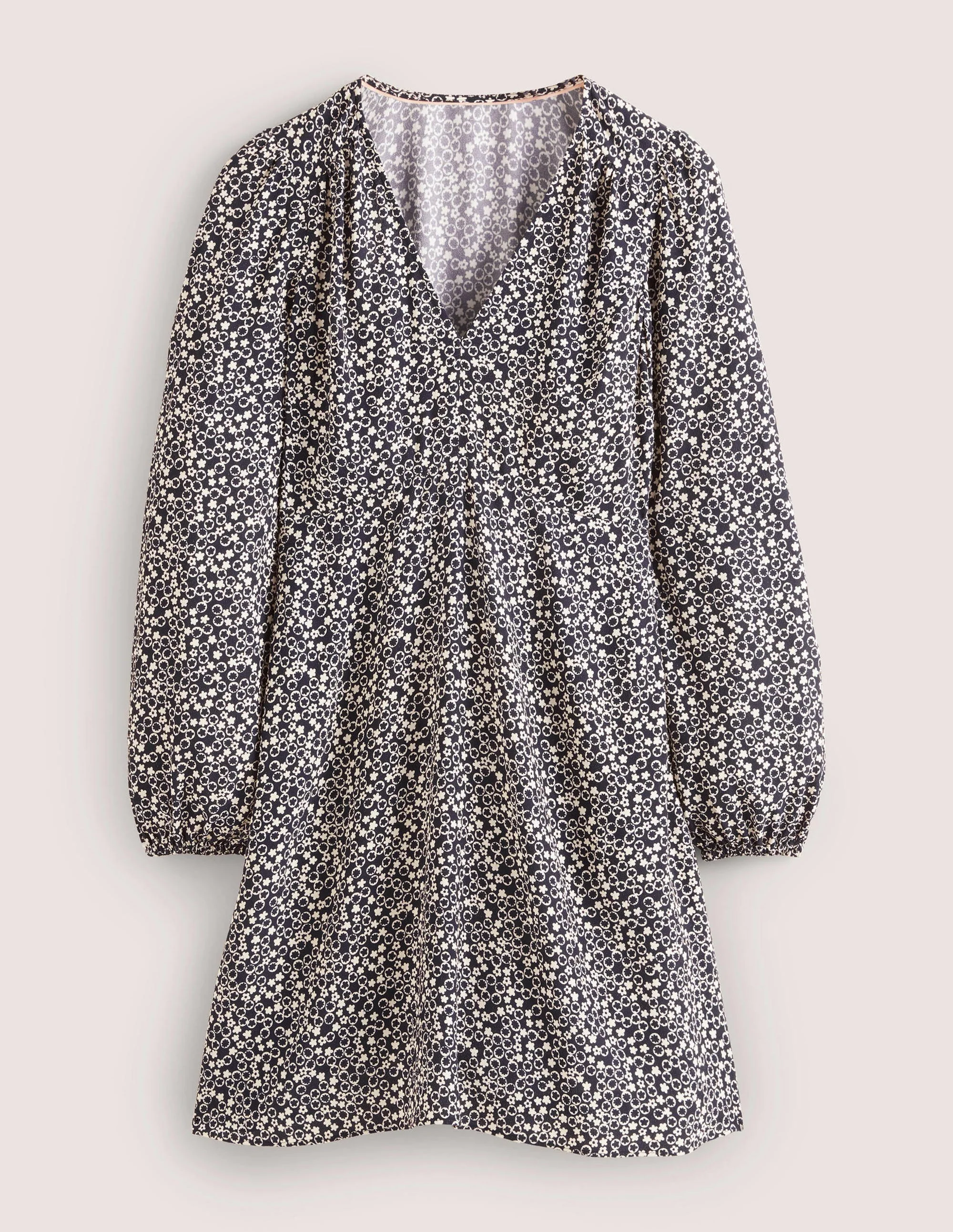 Kleid mit V-Ausschnitt-Französisches Navy, Blumenmuster - Image 6