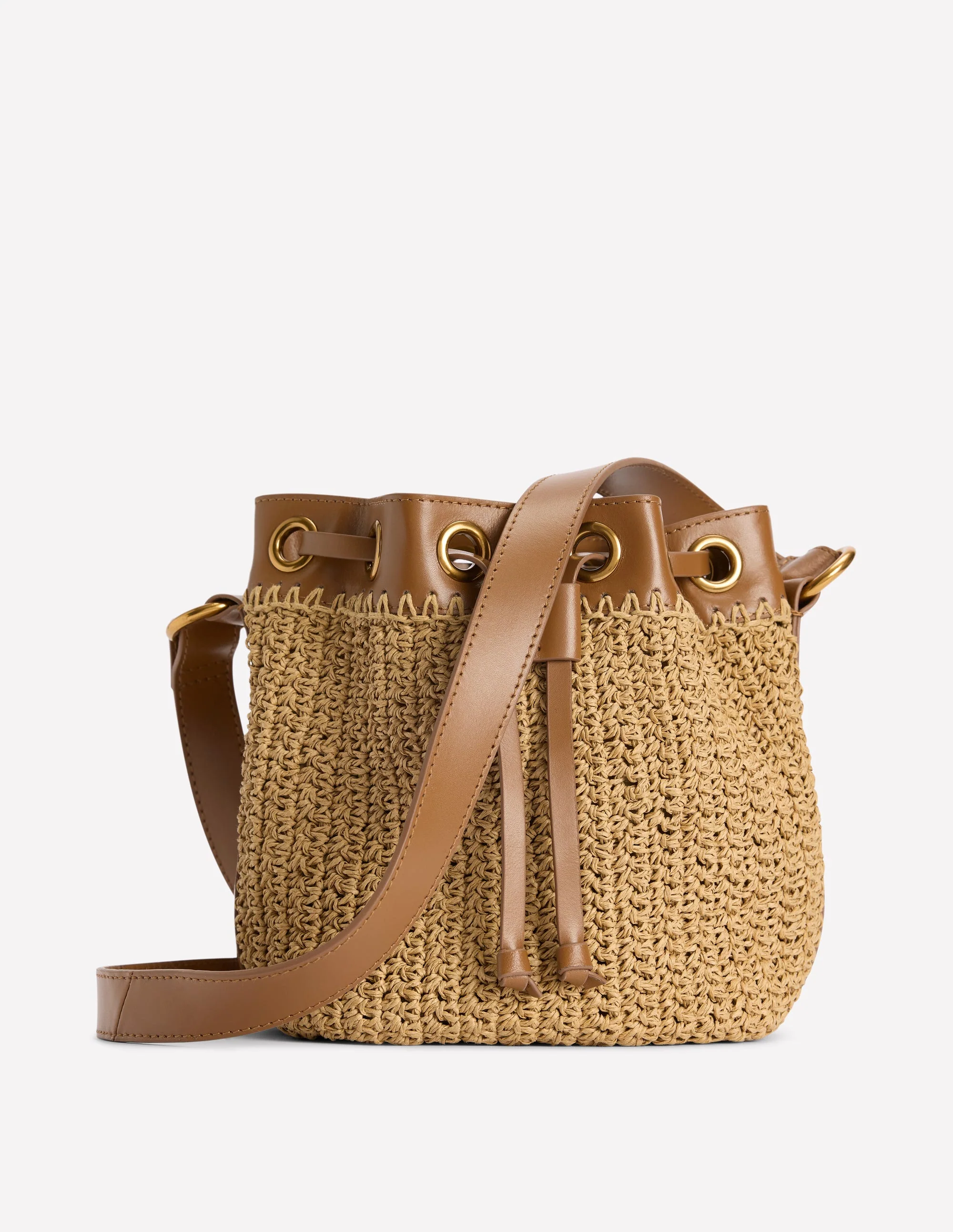 Kleine Beuteltasche aus Stroh-Naturbelassen Bast