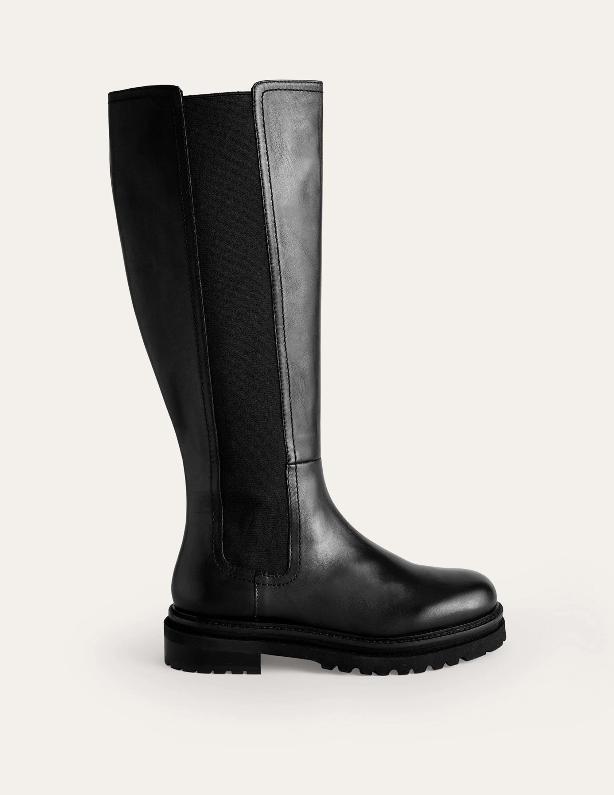 Kniehohe Chelsea-Stiefel-Schwarzes Leder - Image 2