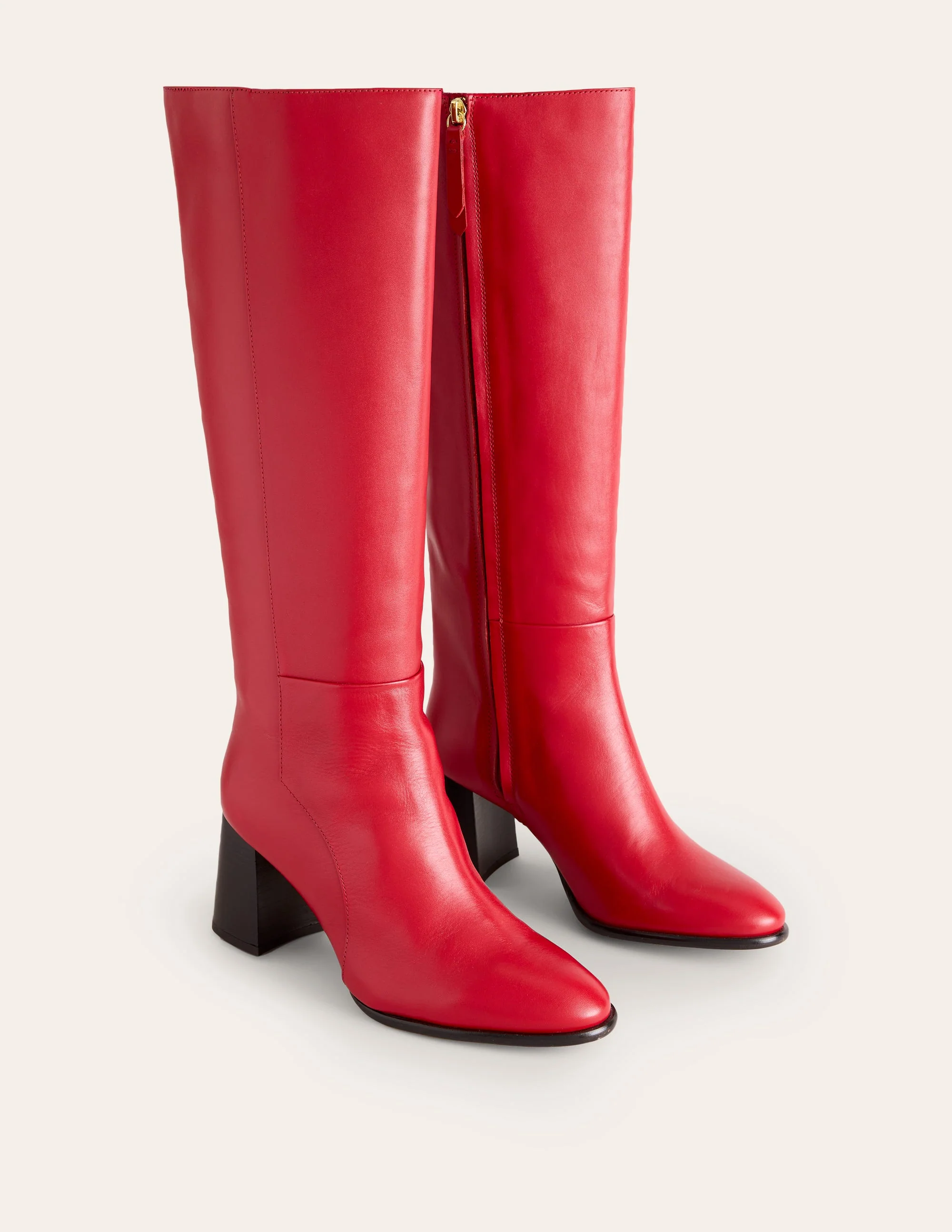 Kniehohe Lederstiefel mit Absatz-Löwenmäulchen - Image 3