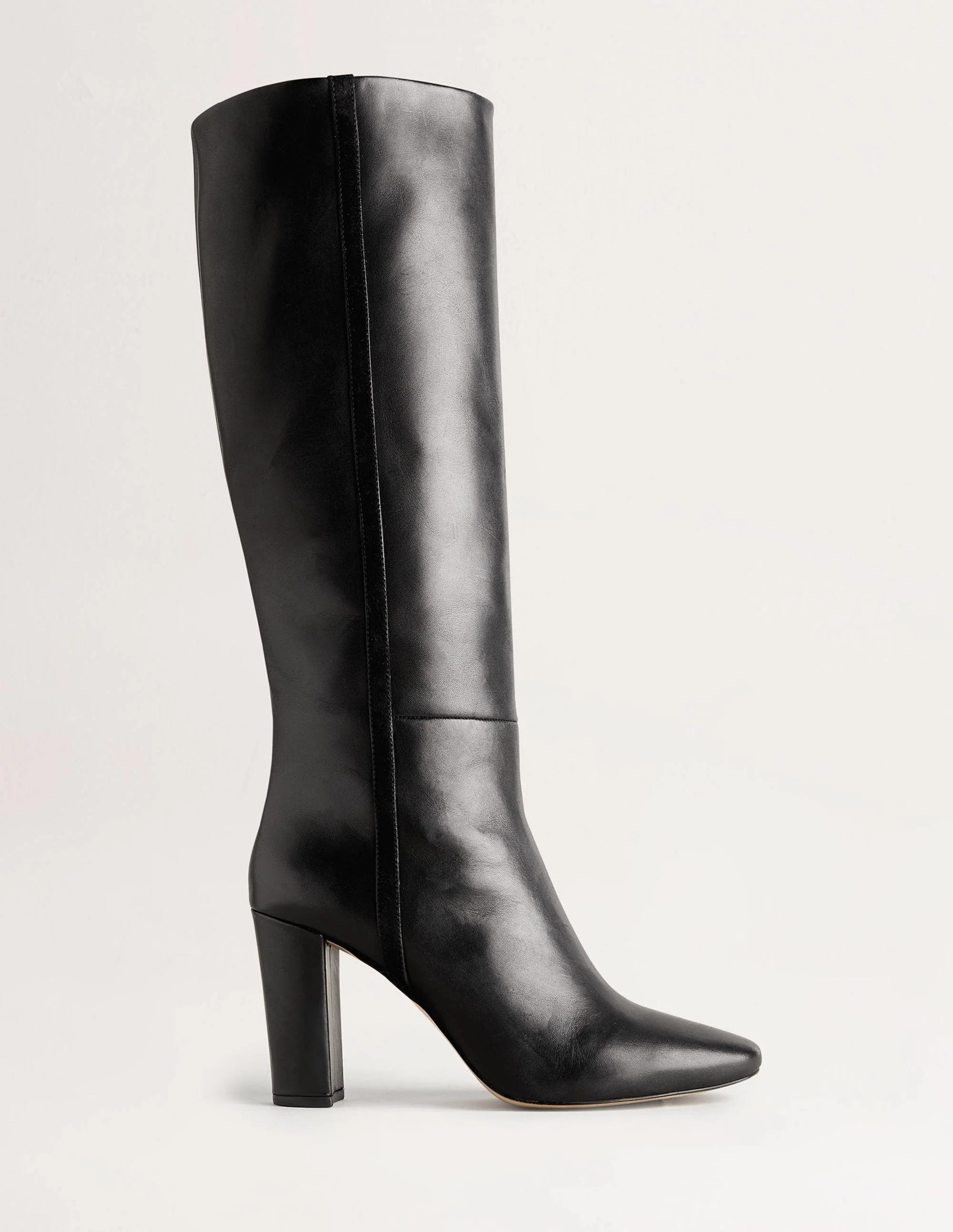 Kniehohe Lederstiefel-Schwarz
