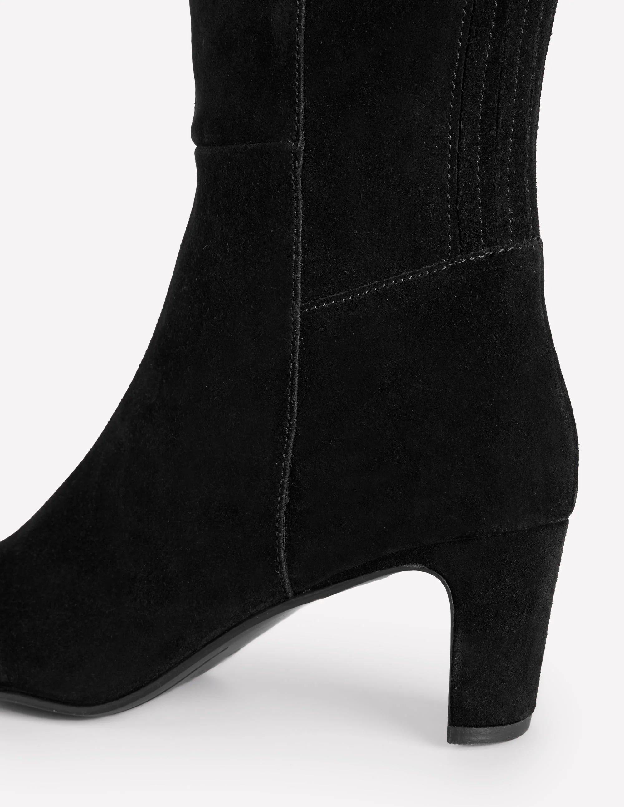 Kniehohe Stiefel mit Absatz und Ziereinsatz hinten-Schwarz - Image 4