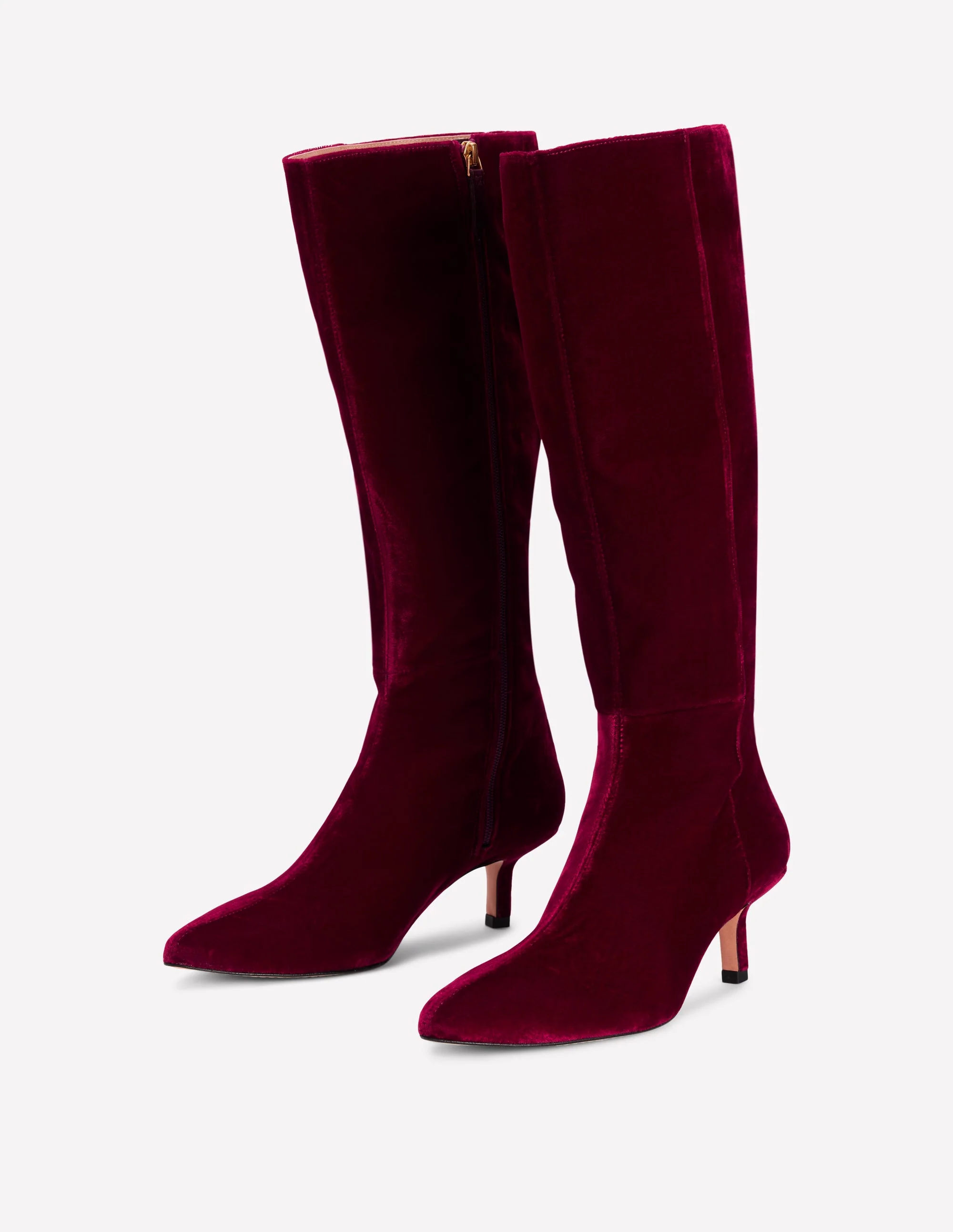 Kniehohe Stiefel mit Kitten-Absatz-Rubinrot - Image 4