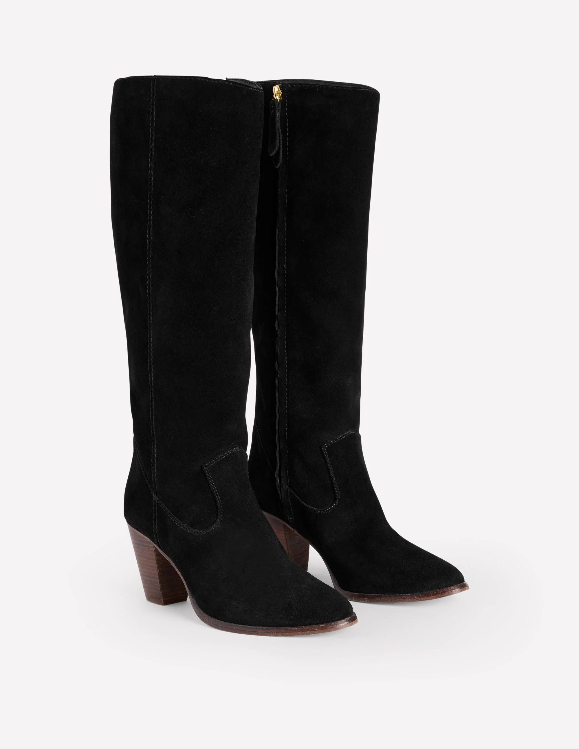 Kniehohe Stiefel mit mandelförmiger Zehenpartie-Schwarz - Image 3