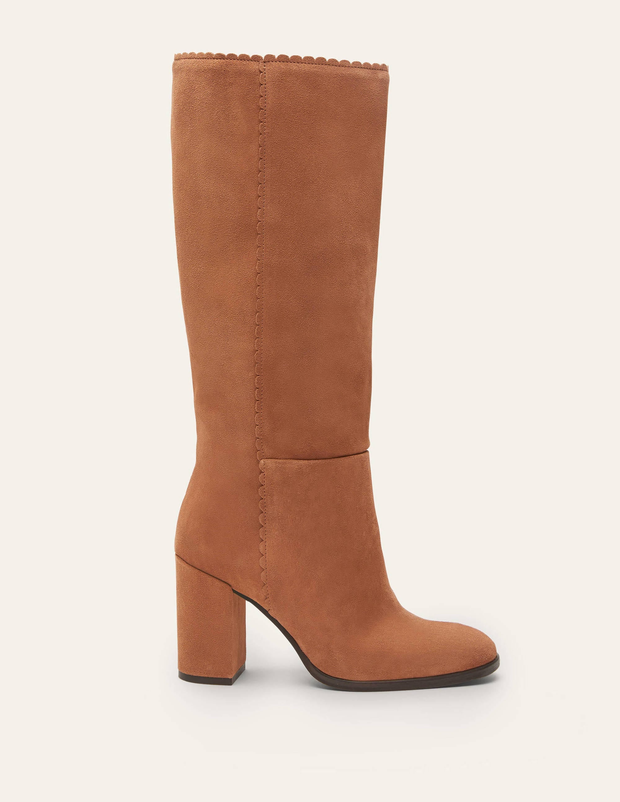 Kniehohe Stiefel mit Muscheldetail-Hellbraun - Image 2