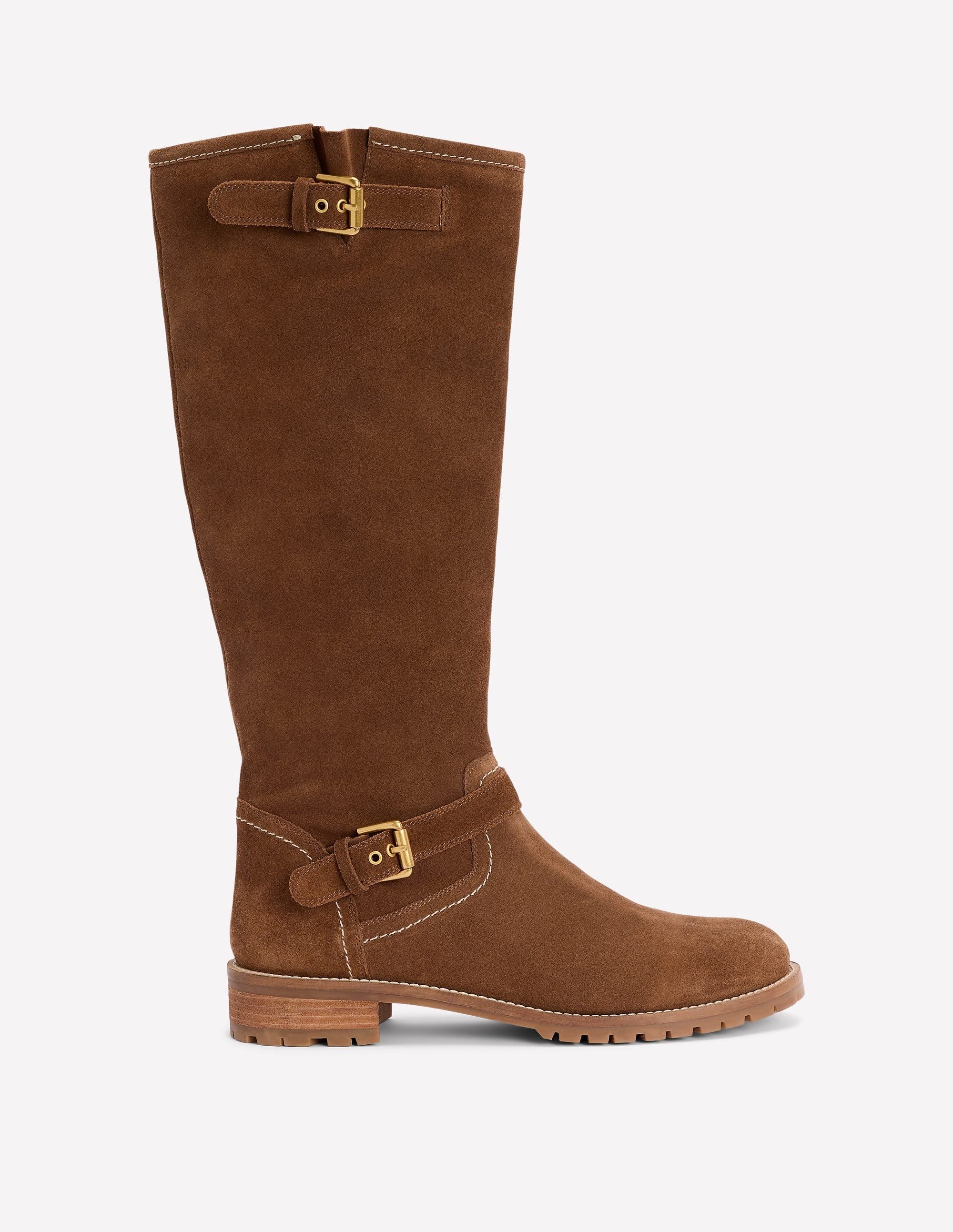 Kniehohe Stiefel mit Schnalle-Kokosnuss