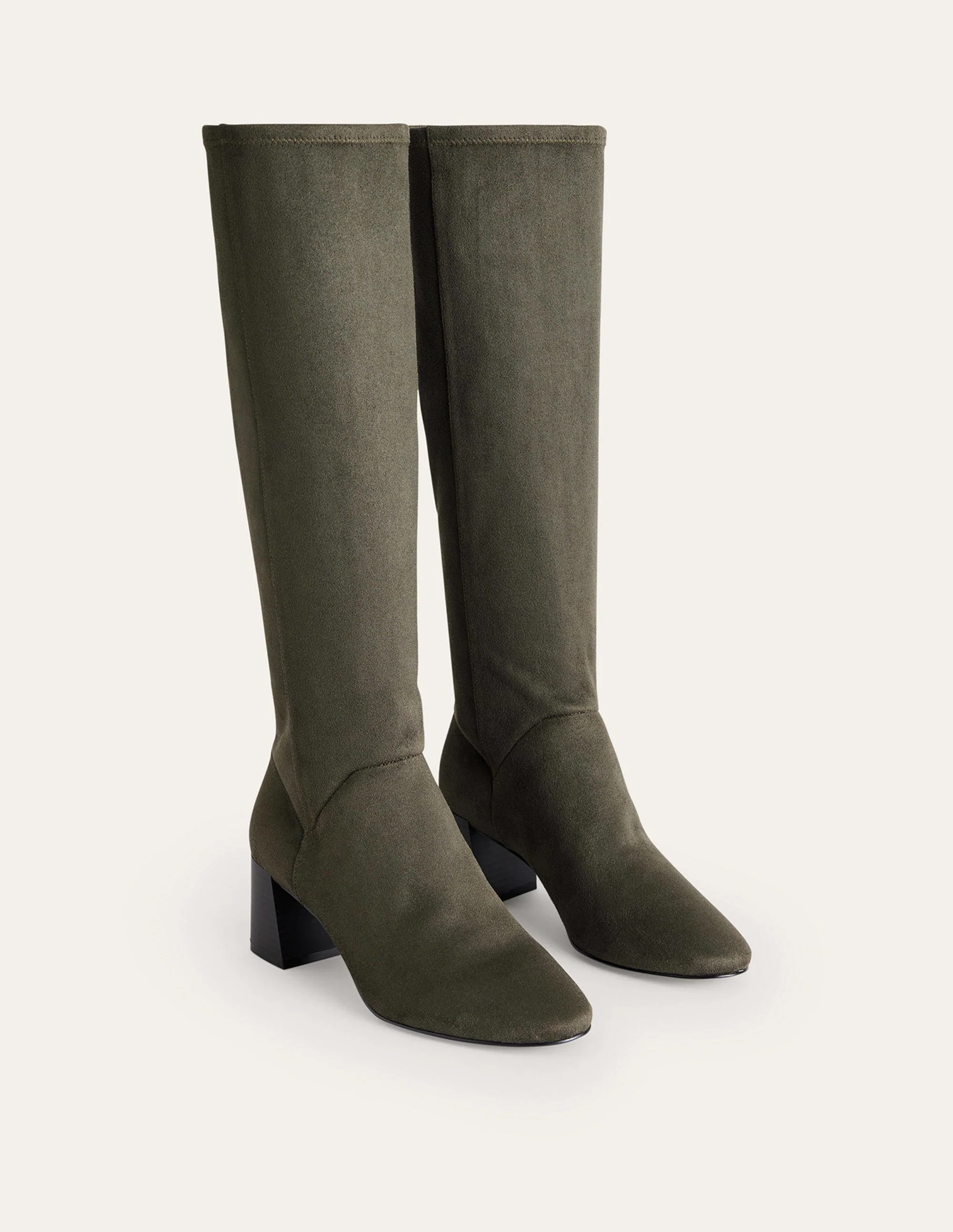 Kniehohe Stretchstiefel mit Absatz-Dunkles Moosgrün - Image 3