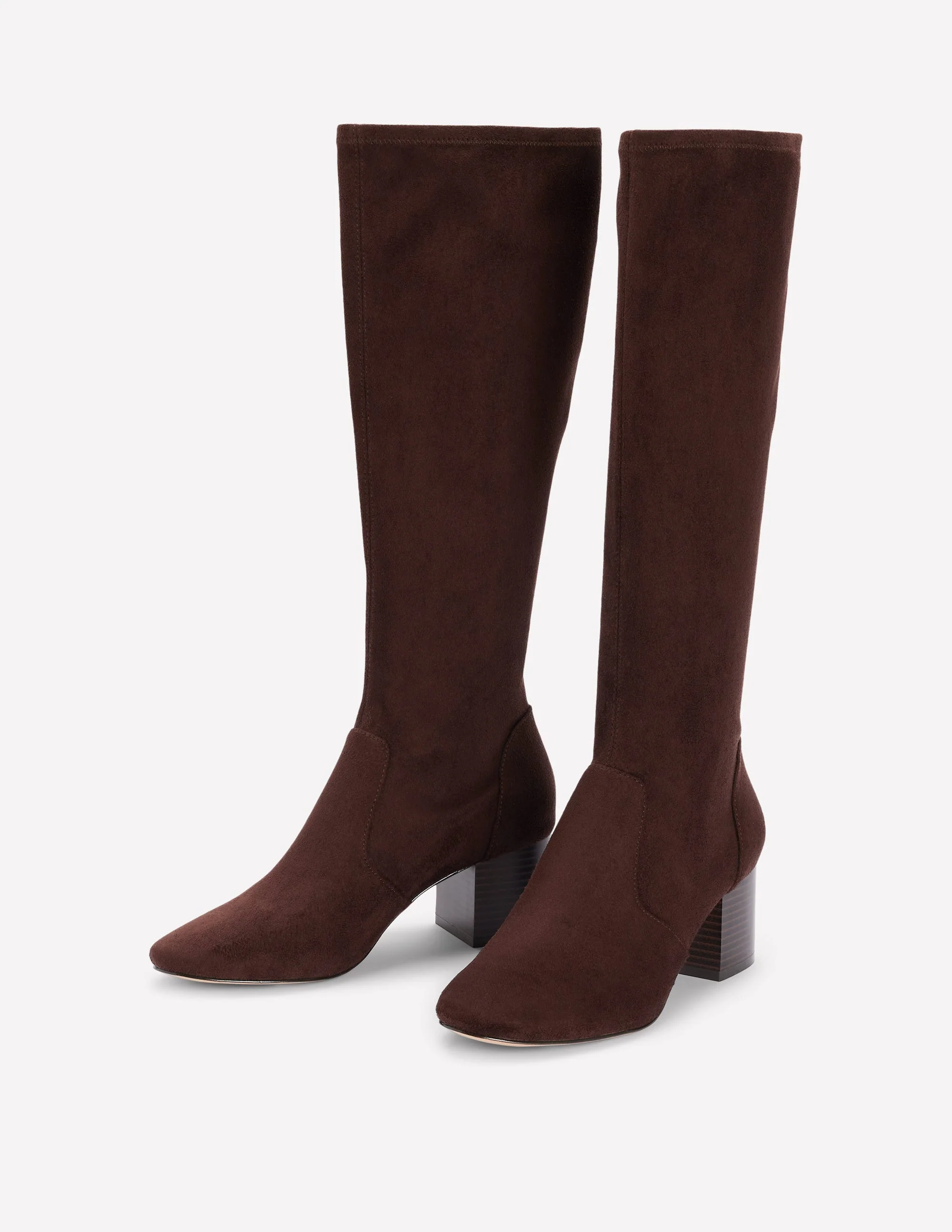 Kniehohe Stretchstiefel mit Absatz-Schoko - Image 3