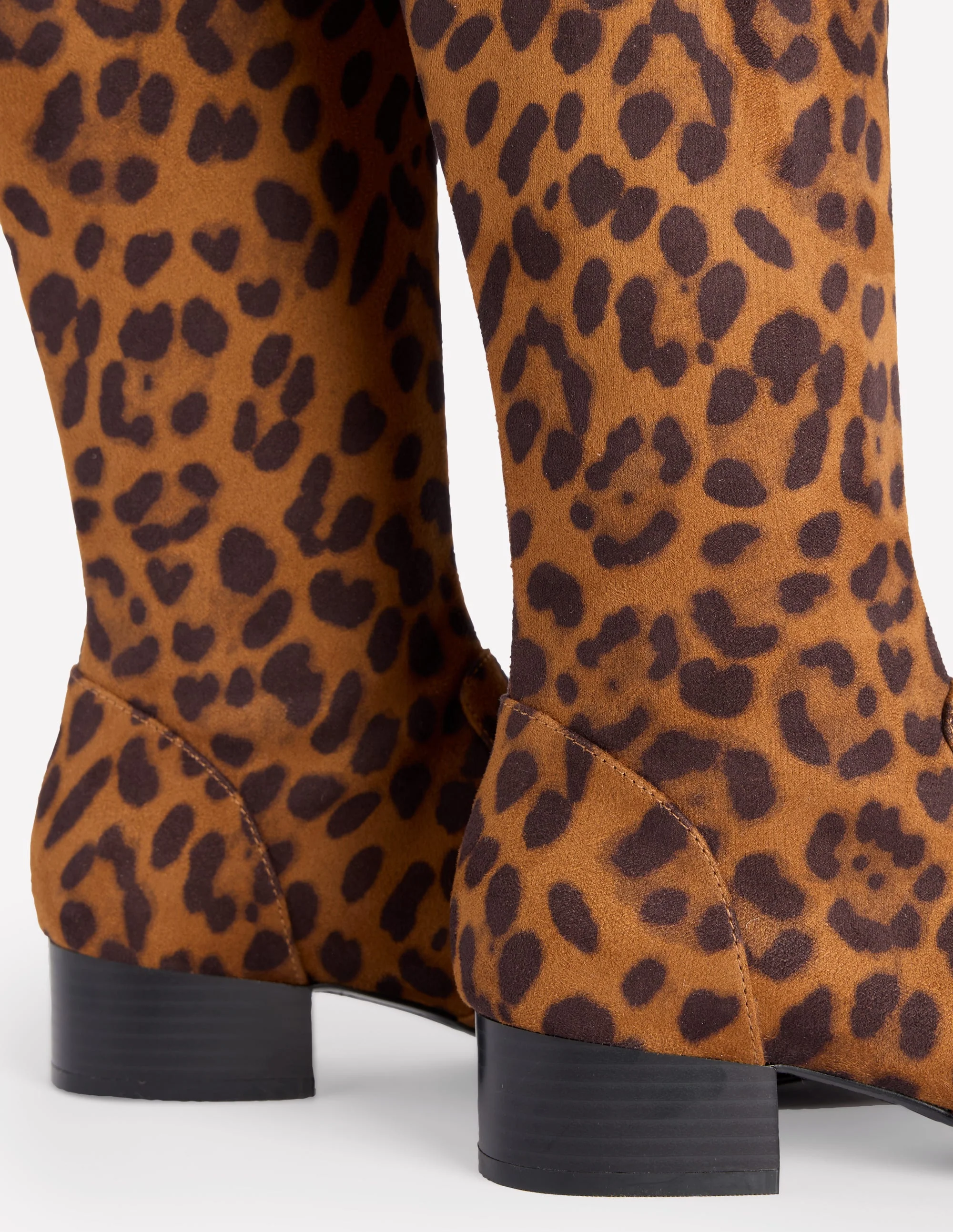 Kniehohe Stretchstiefel mit flacher Sohle-Mohair, Leopardenmuster - Image 4
