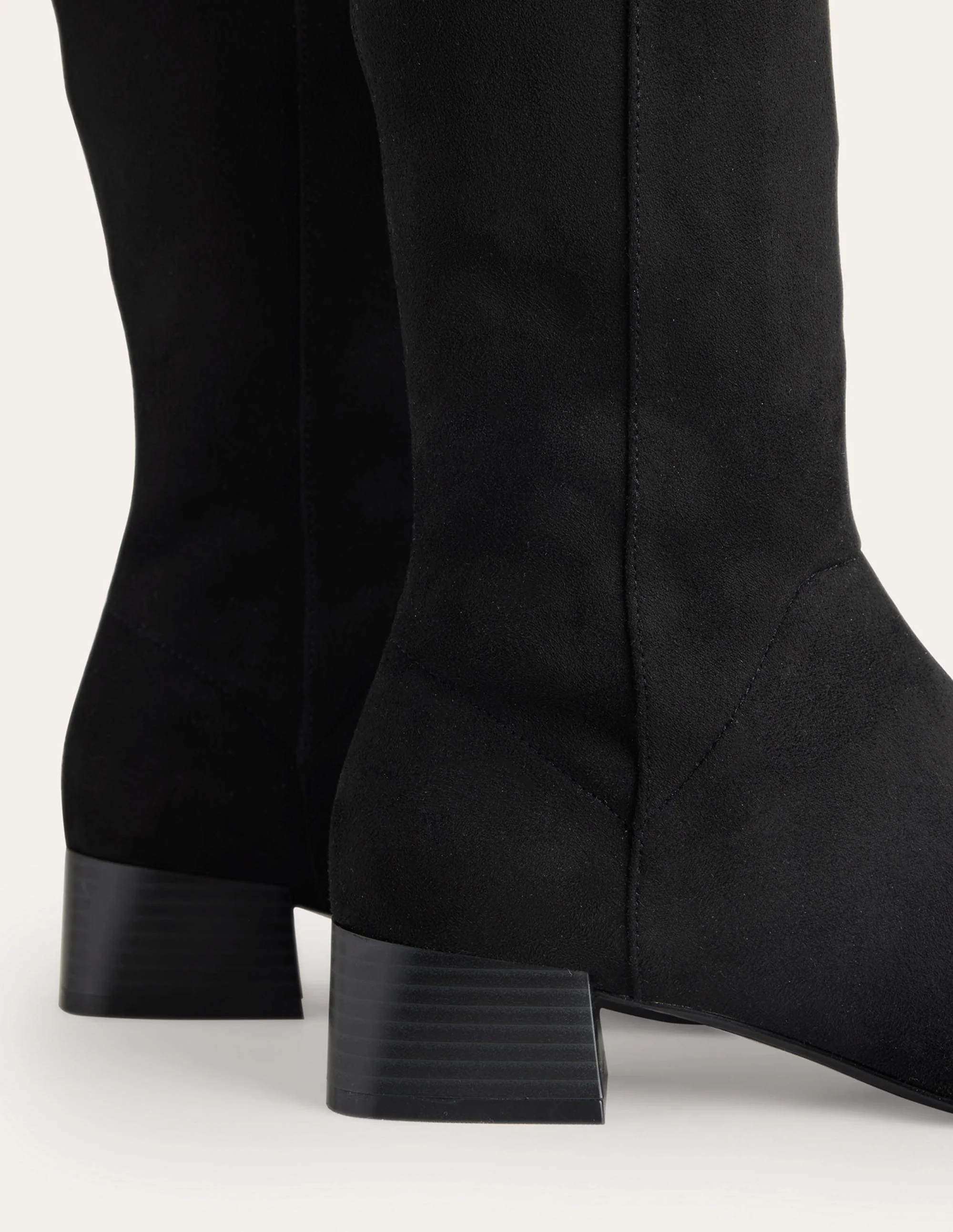 Kniehohe Stretchstiefel mit flacher Sohle-Schwarz - Image 4