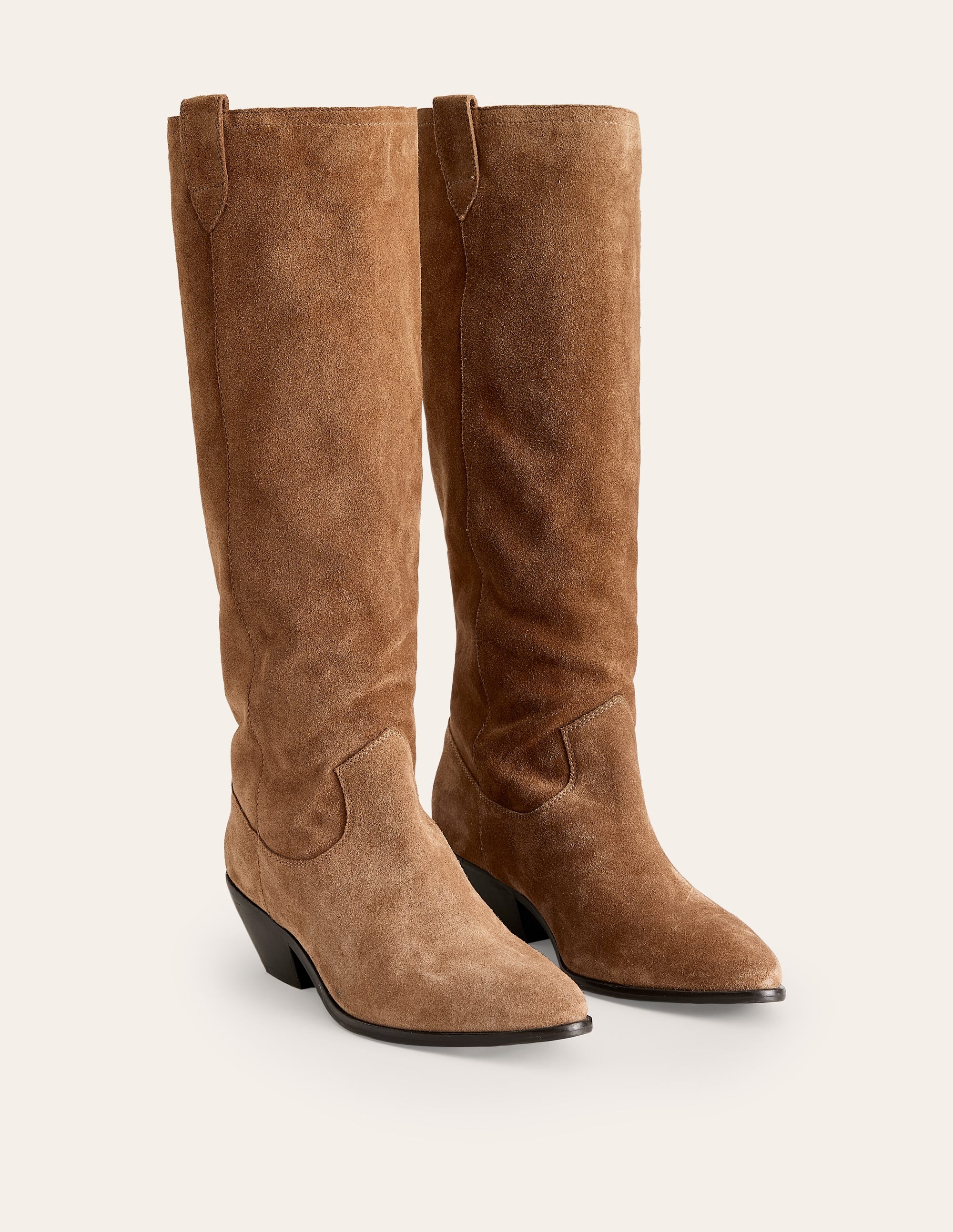 Kniehohe Westernstiefel-Rostbraun Veloursleder - Image 3