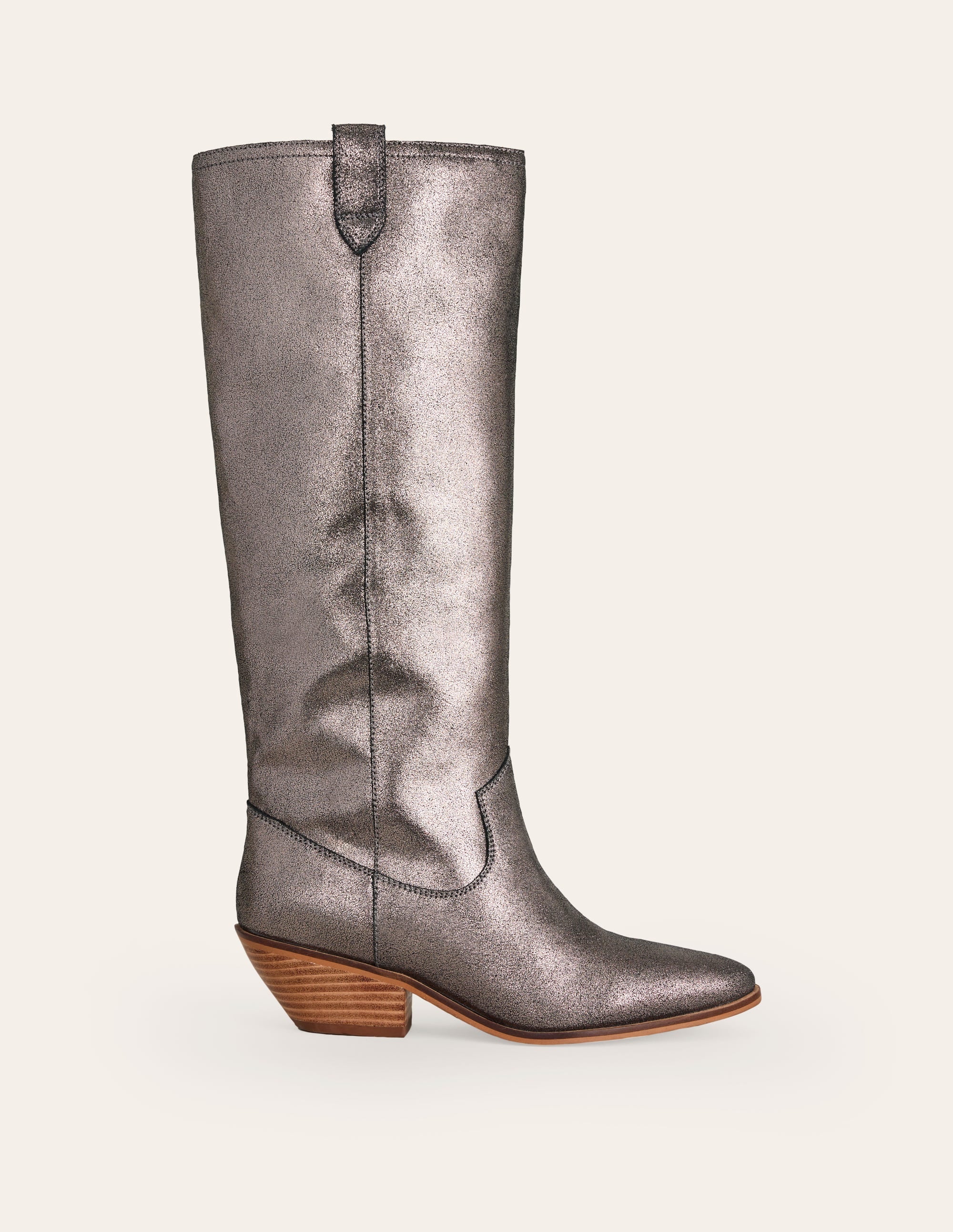 Kniehohe Westernstiefel-Silber - Image 2