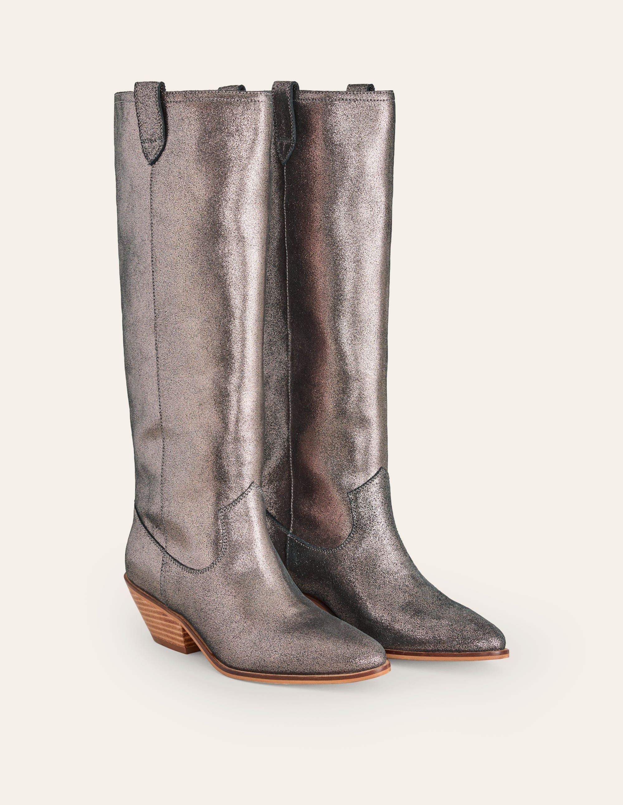 Kniehohe Westernstiefel-Silber - Image 3
