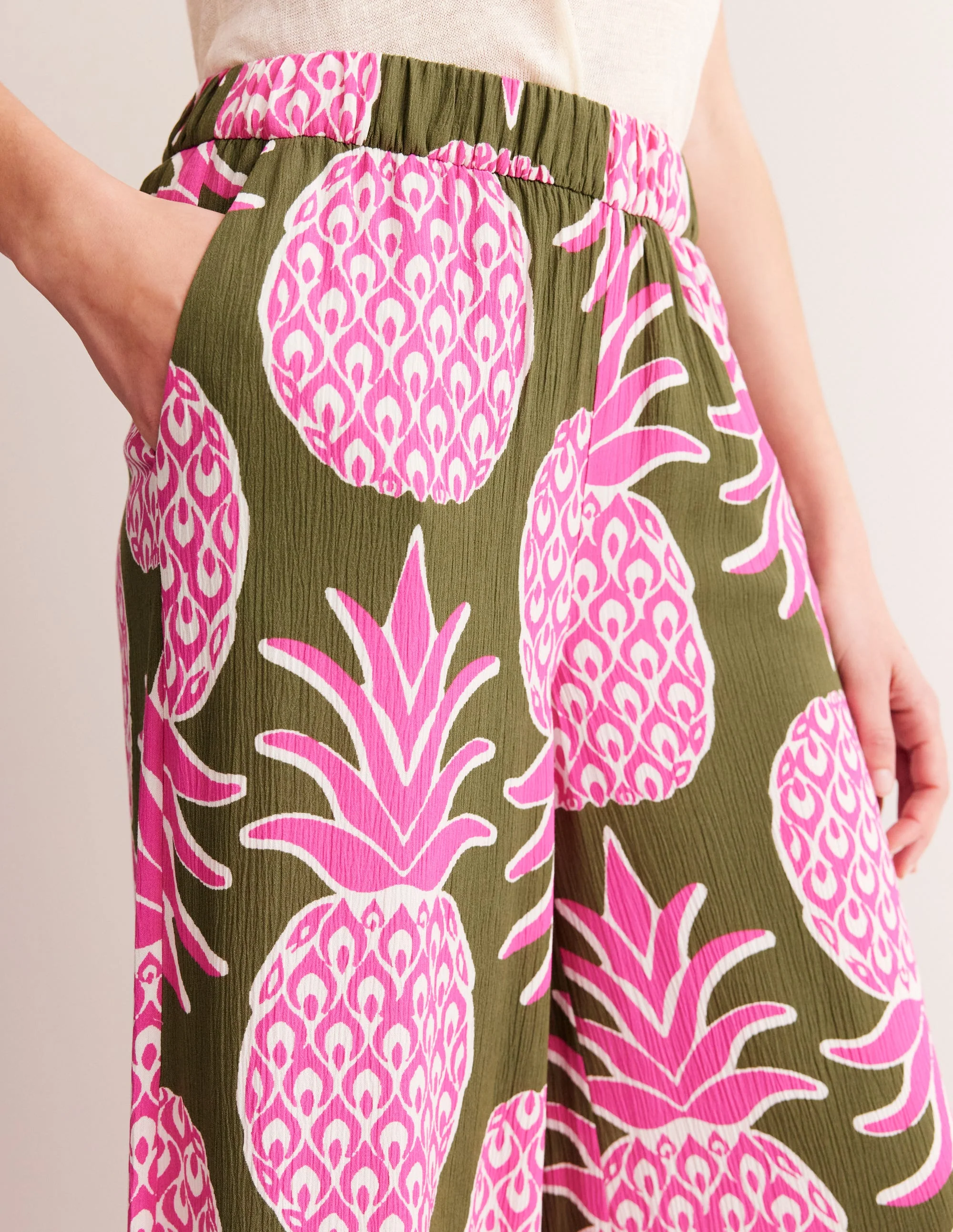 Knitterhose mit weitem Bein-Avocado, Ananas - Image 2
