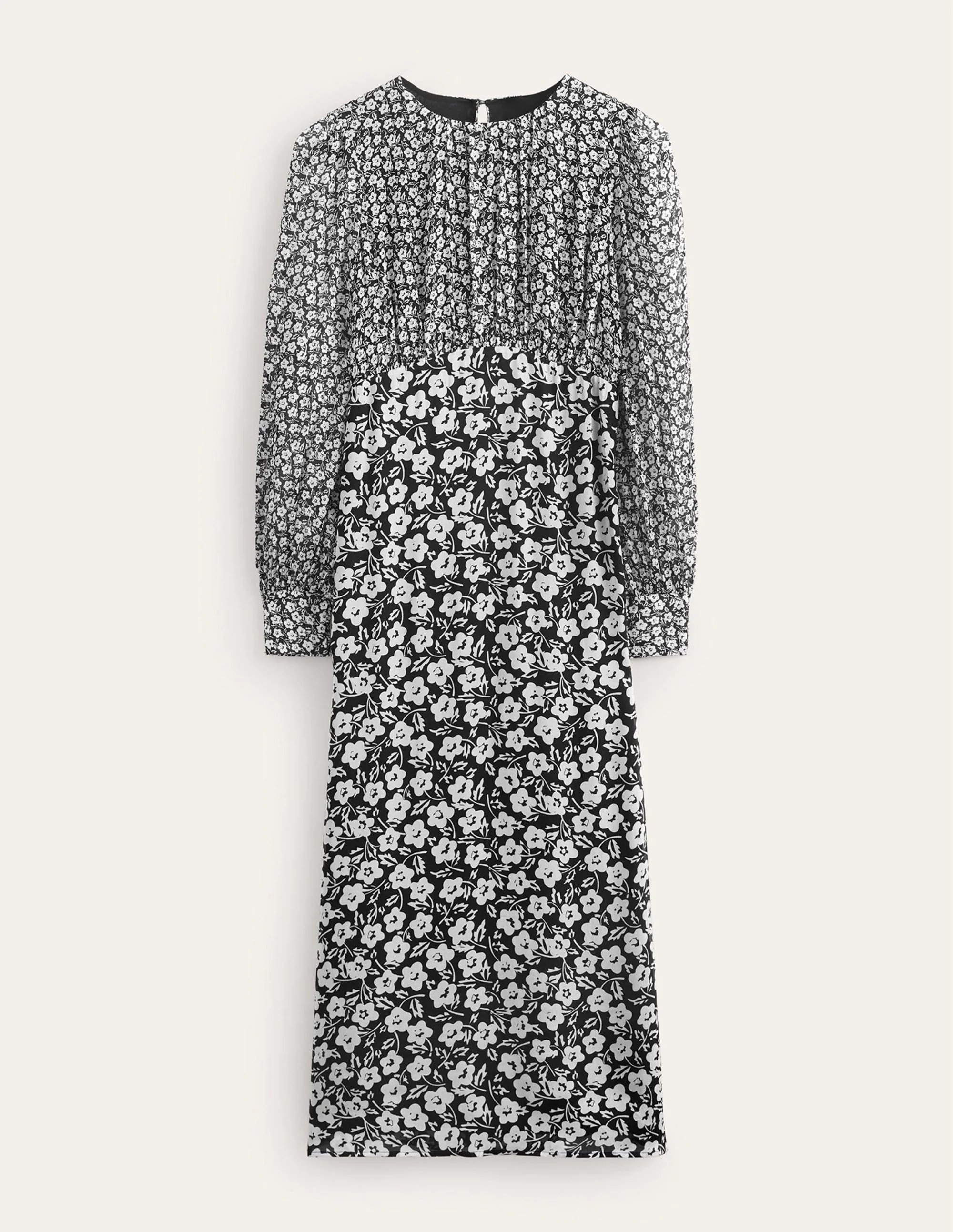 Kontrastreiches Midi-Teekleid-Schwarz, Mohnblüte - Image 6