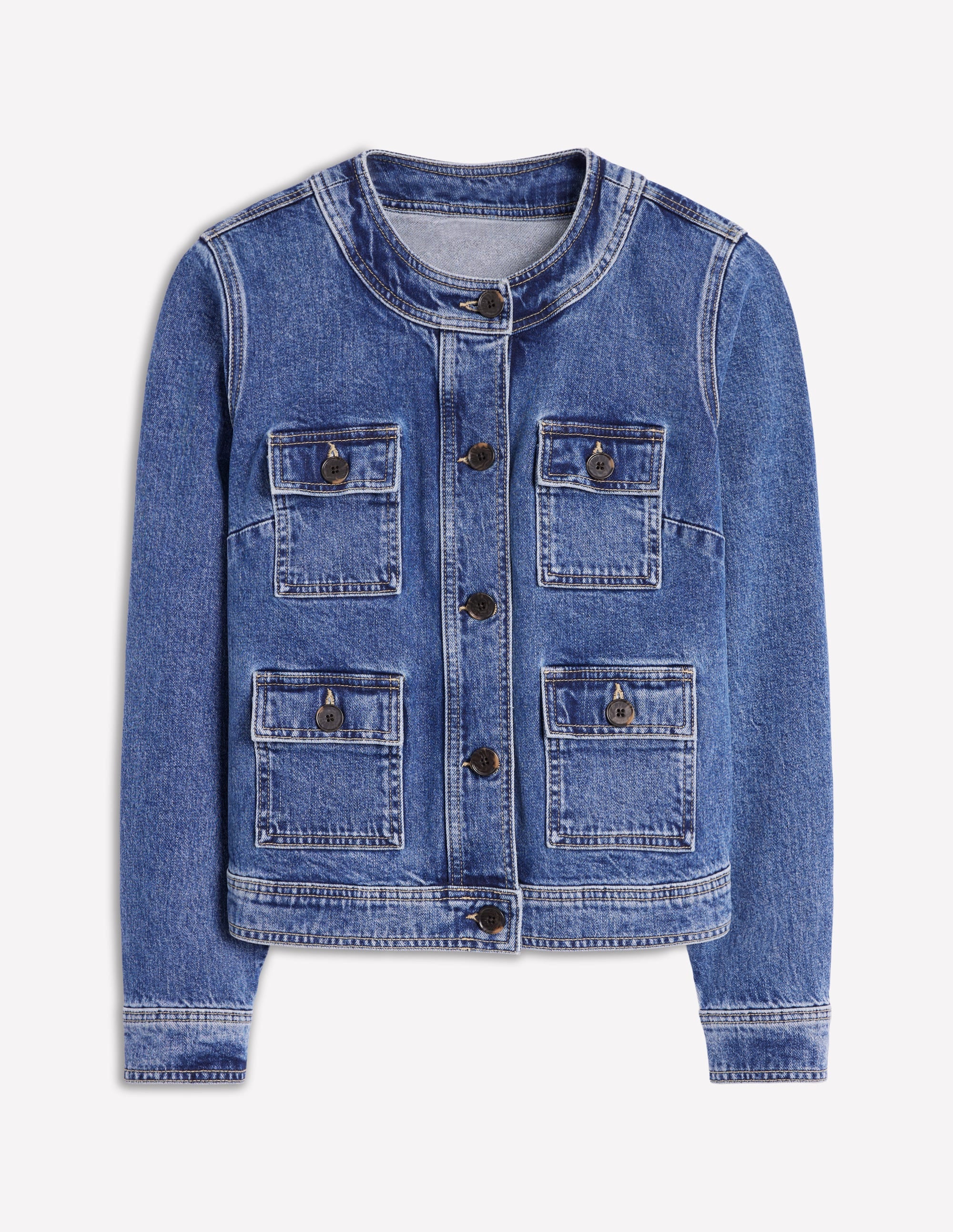 Kragenlose Freizeitjacke-Denim in mittlerer Waschung - Image 2
