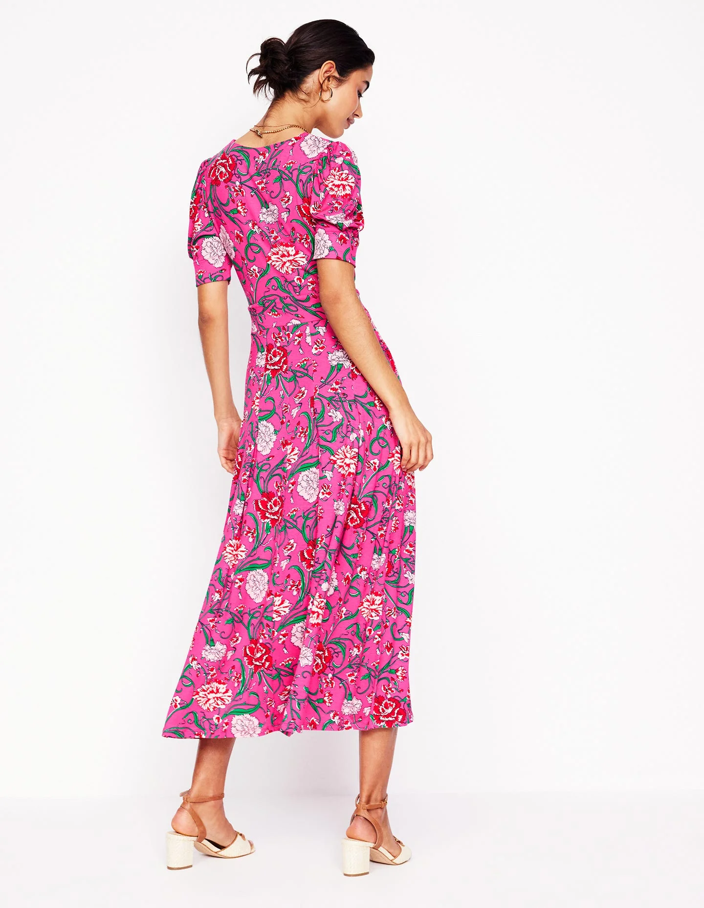 Kristen Plissiertes Jerseykleid-Rosa Schafgarbe, Nelkenrebe - Image 4