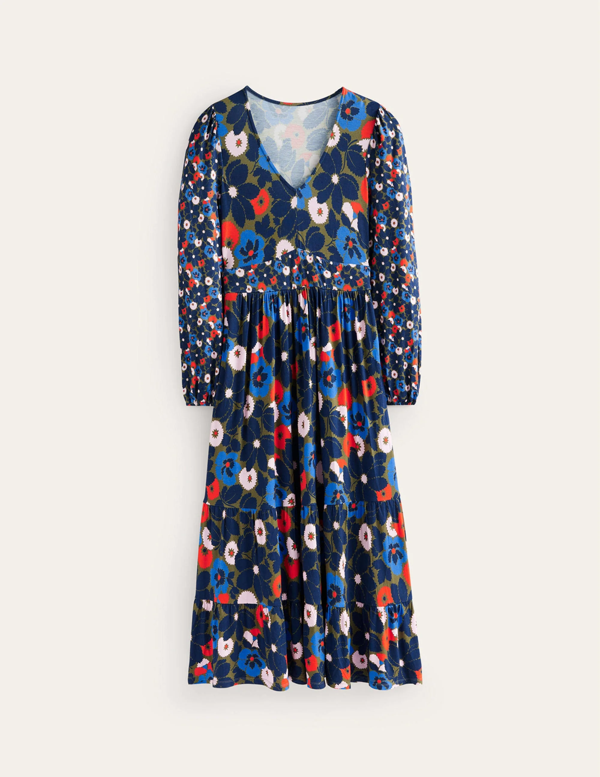 Kuddelmuddel Midikleid mit V-Ausschnitt-Wintermoos, Bloomsbury Pop - Image 9