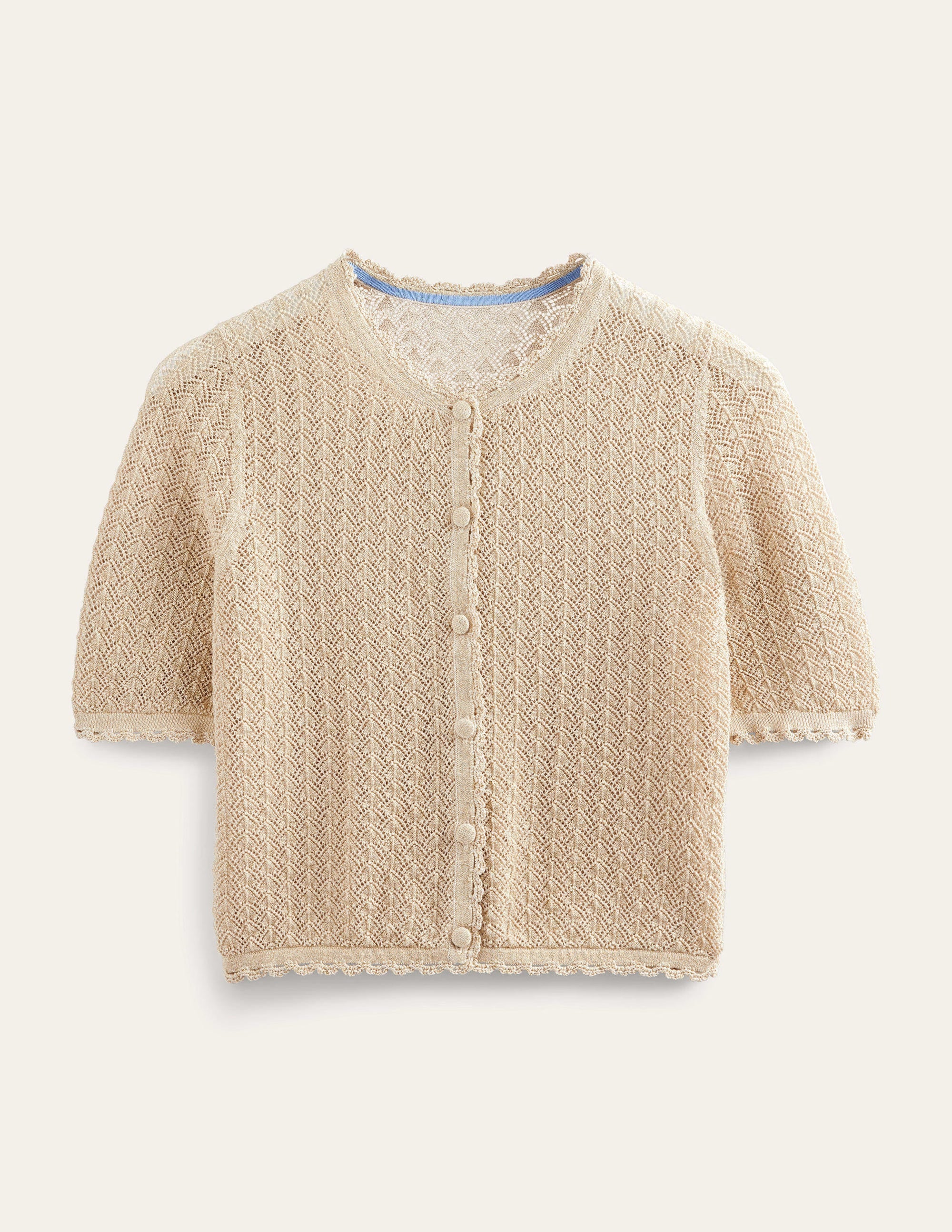 Kurz geschnittener Cardigan mit kurzen Ärmeln-Gold, Glitzer - Image 6