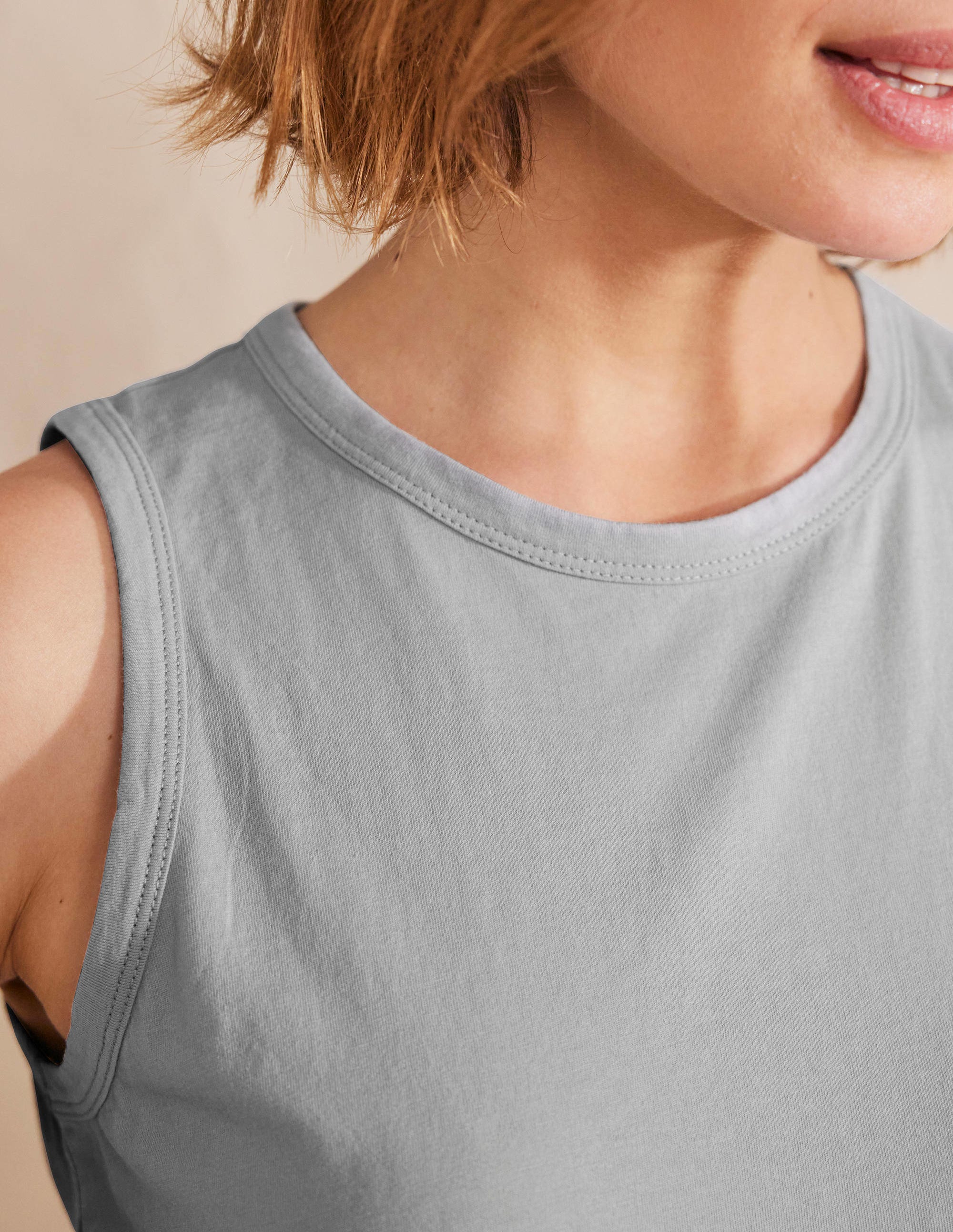 Kurz geschnittenes Baumwoll-Tanktop-Schottergrau - Image 2