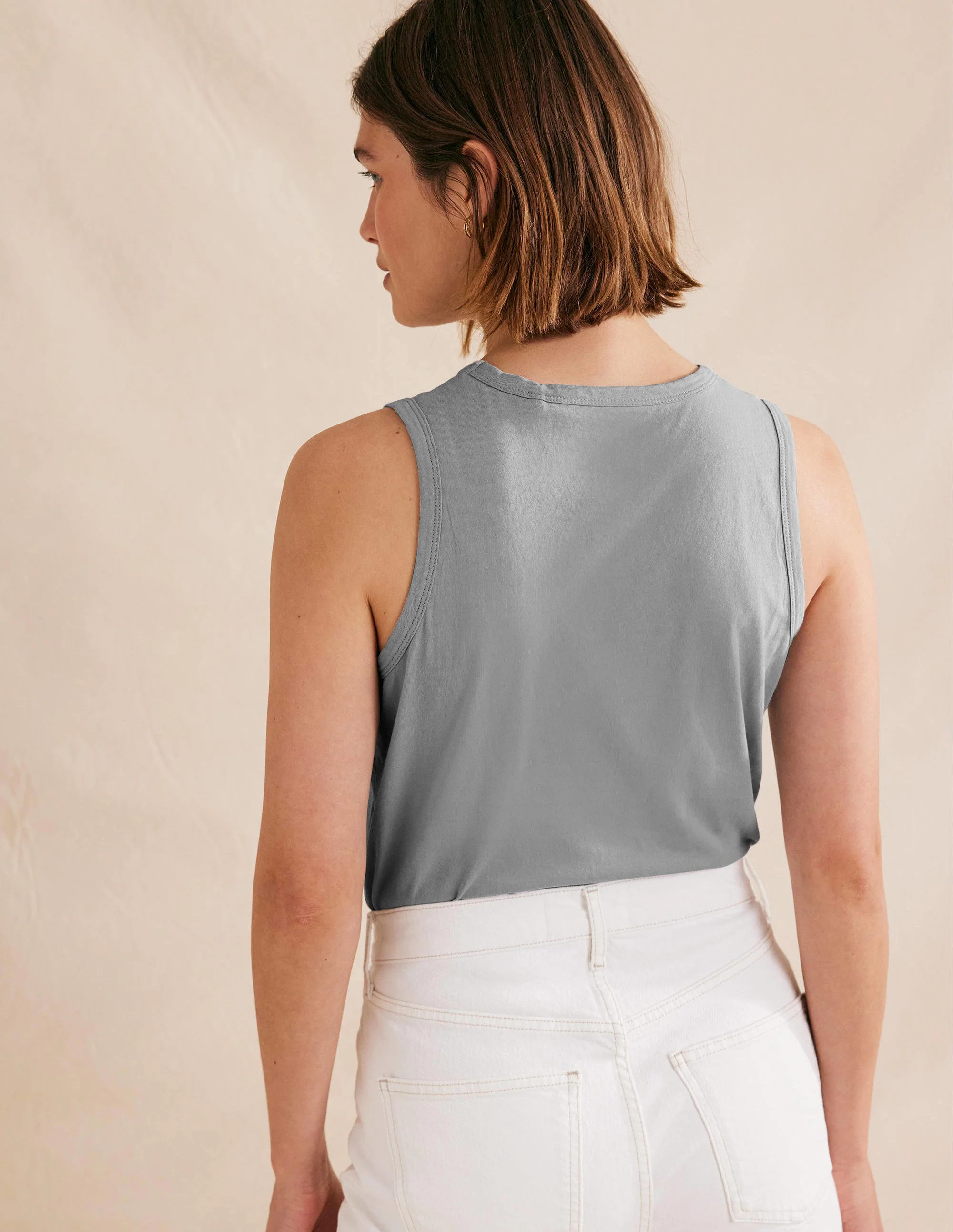 Kurz geschnittenes Baumwoll-Tanktop-Schottergrau - Image 3