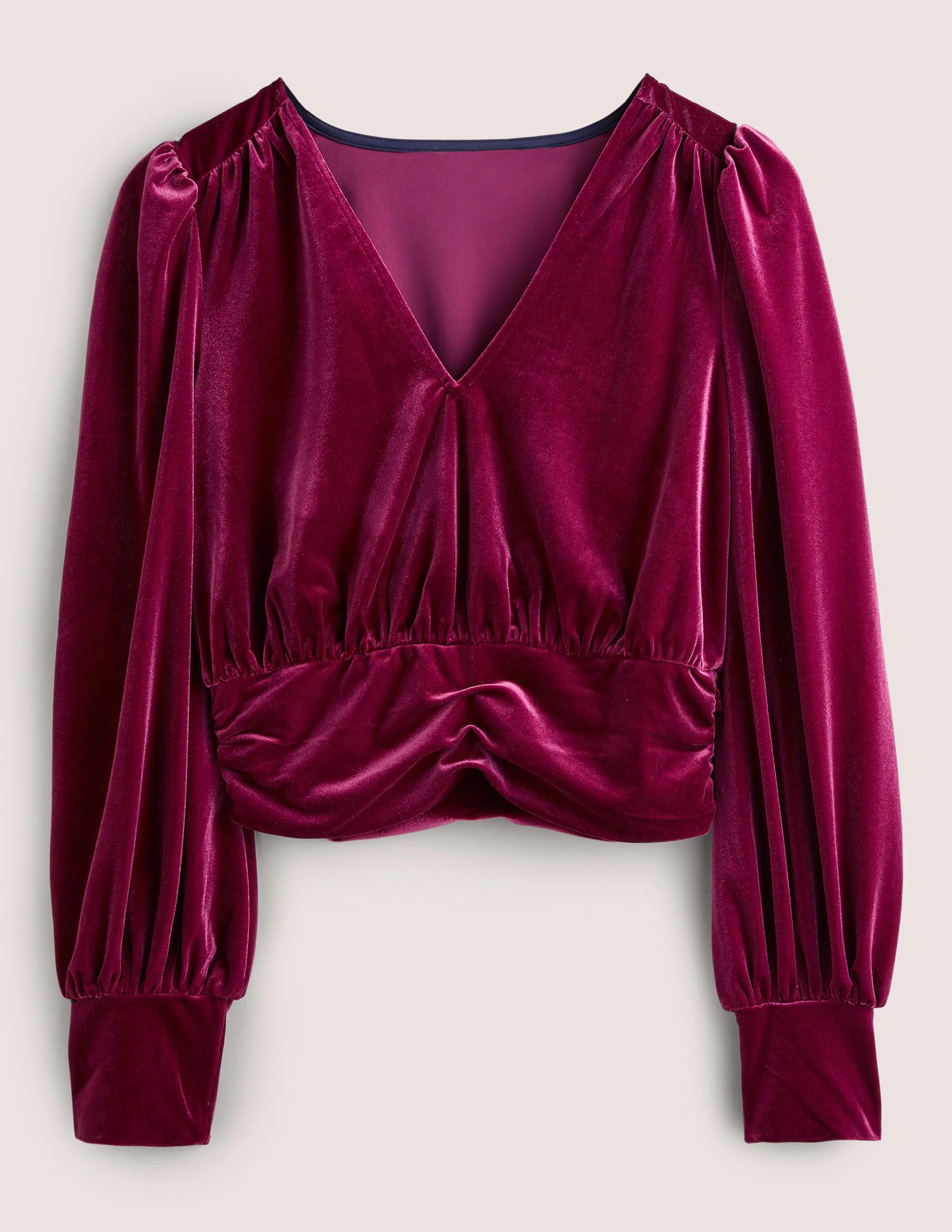 Kurz geschnittenes Blousonoberteil aus Samt-Glühweinrot - Image 6