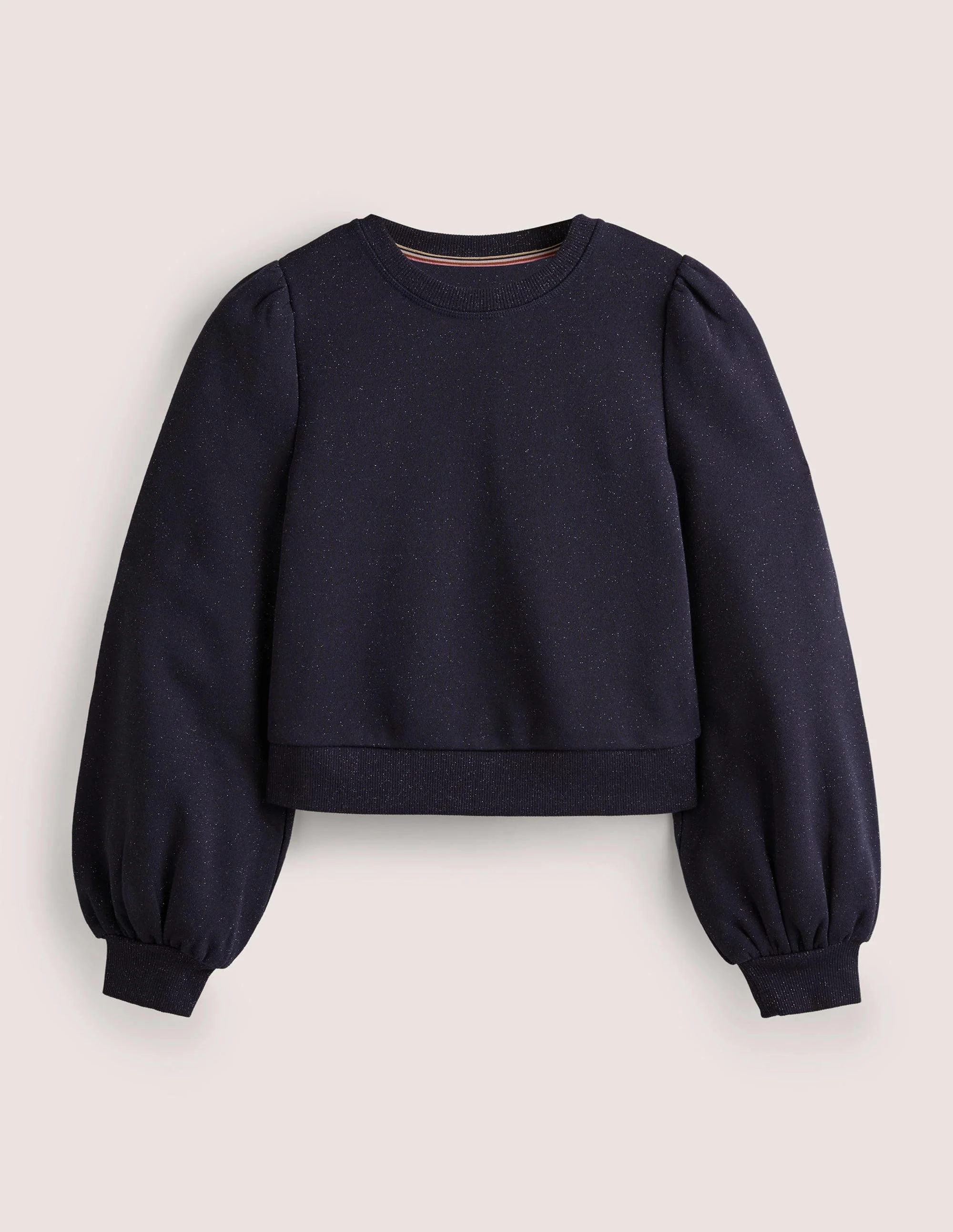 Kurz geschnittenes Glitzer-Sweatshirt-Navy, Glitzer - Image 5