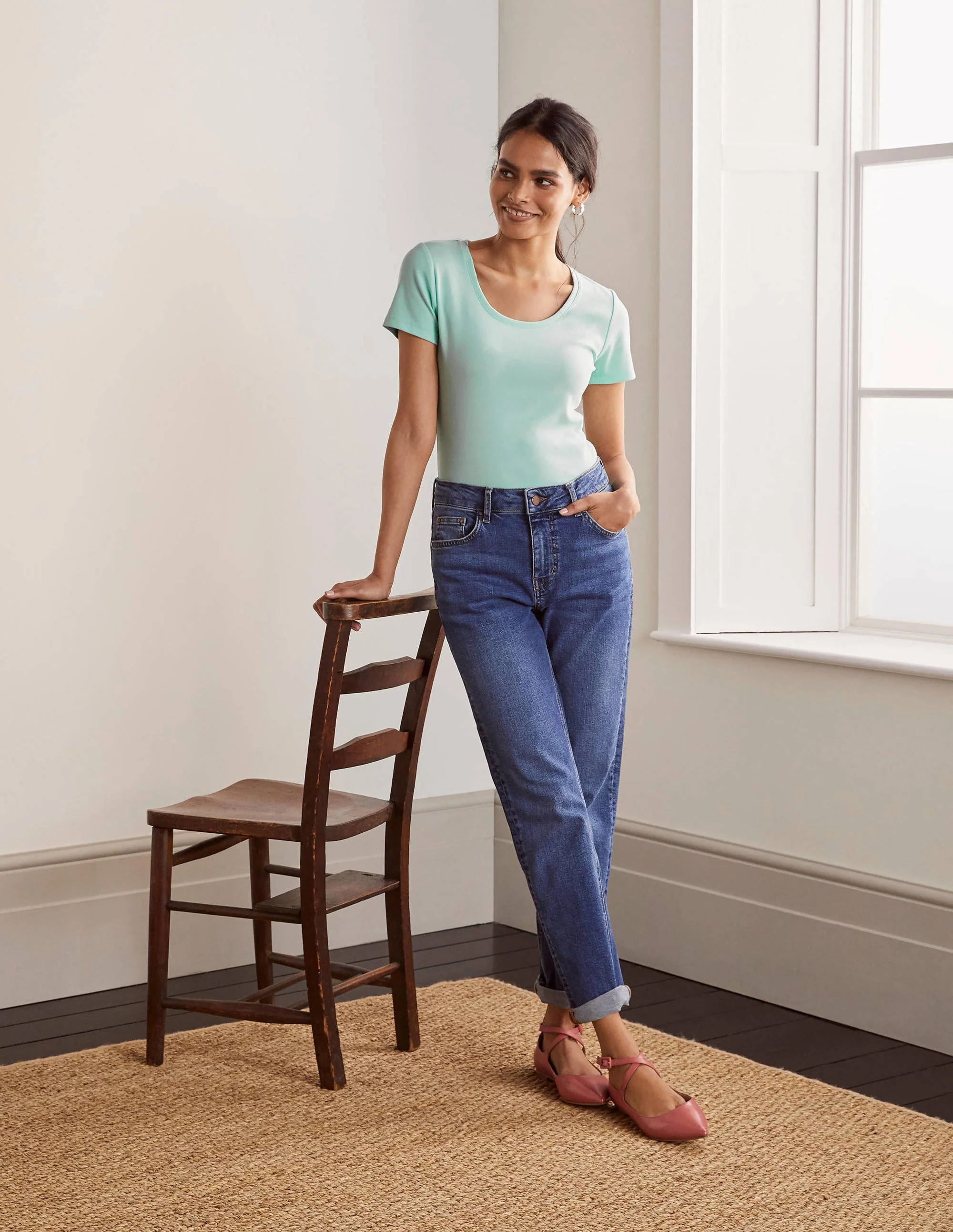 Kurzärmeliges Basic-T-Shirt-Mintgrün - Image 2