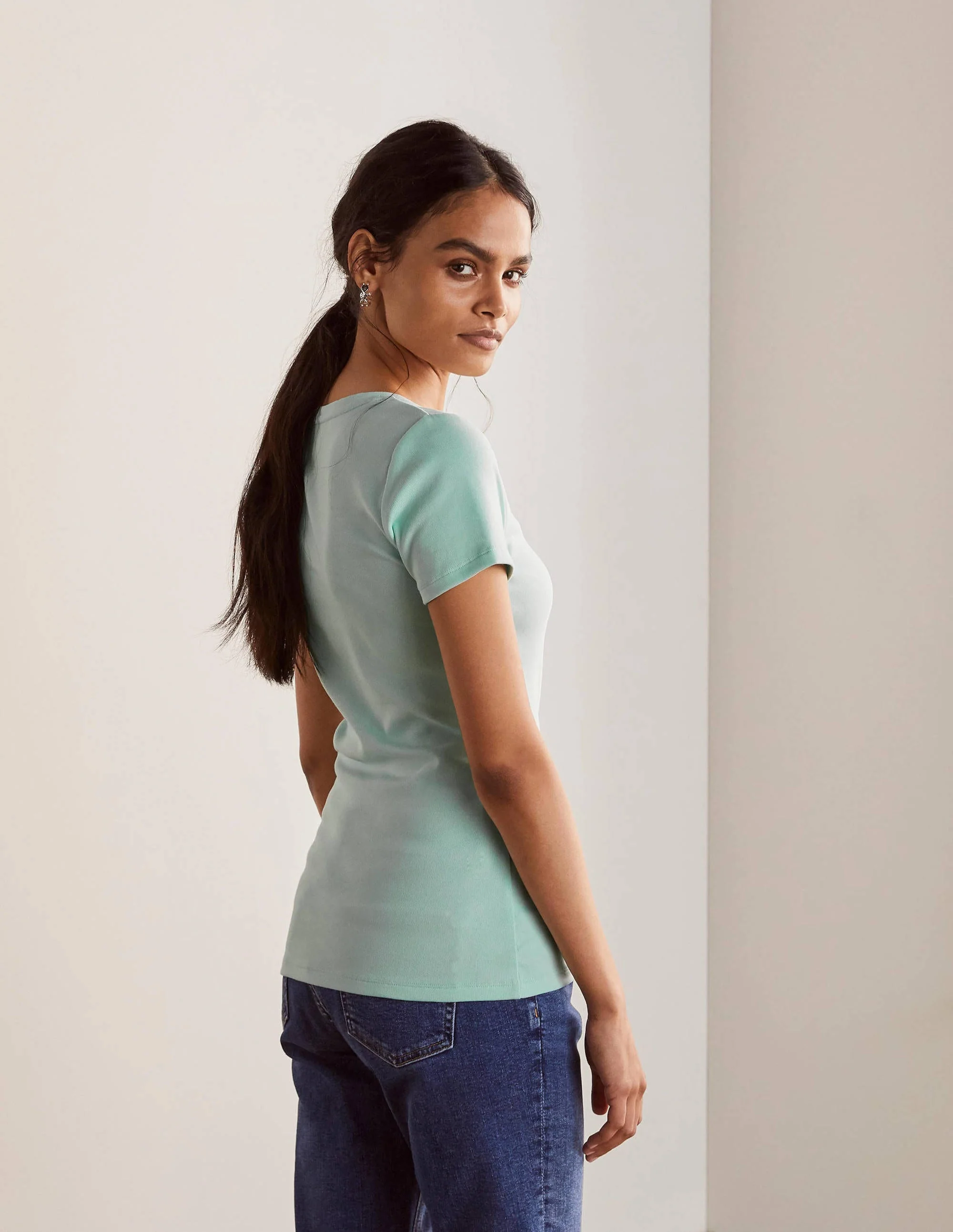 Kurzärmeliges Basic-T-Shirt-Mintgrün - Image 3