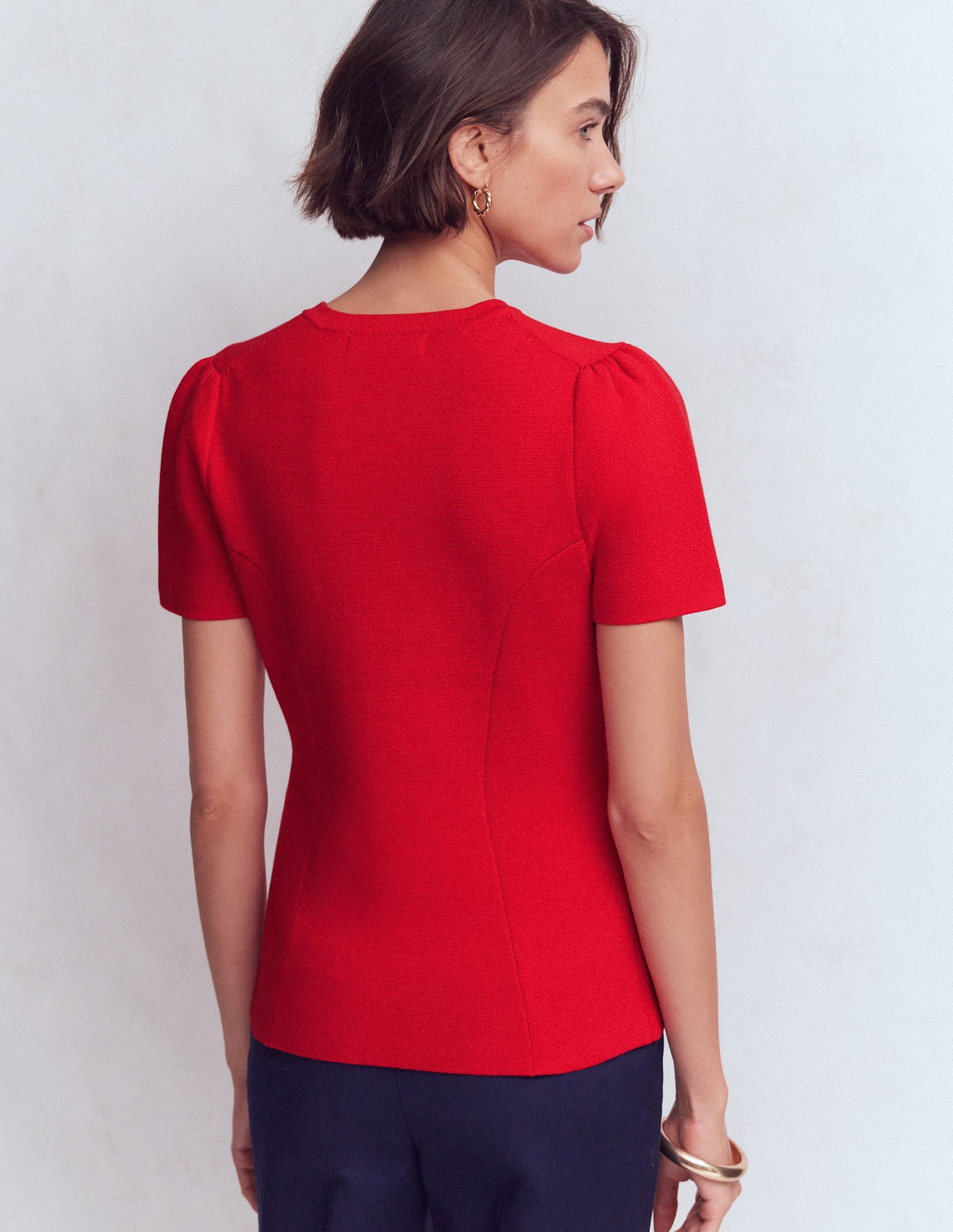 Kurzärmlige Strickjacke-ROT - Image 3