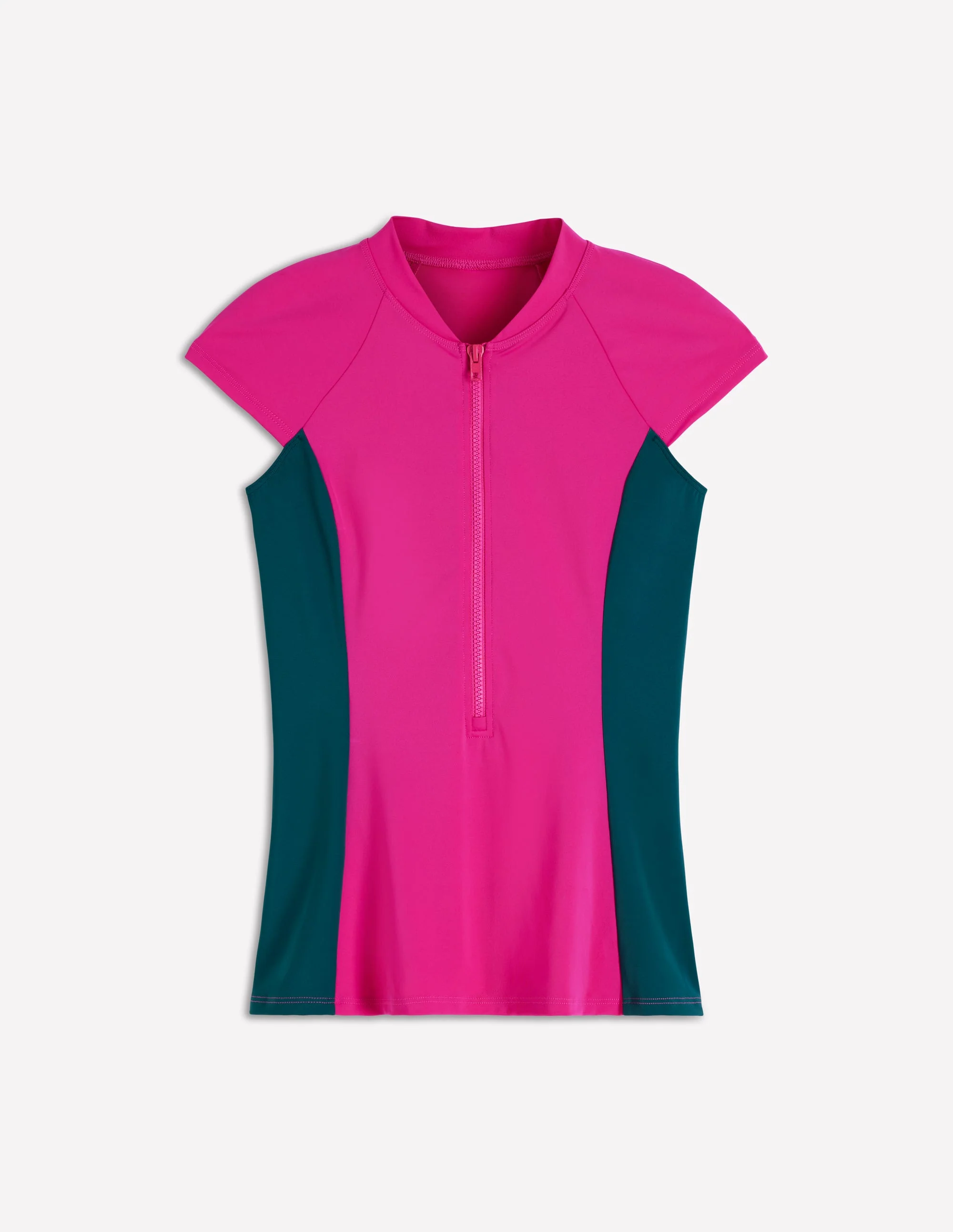 Kurzärmliges Badeshirt-Rosa, Blockfarben - Image 5