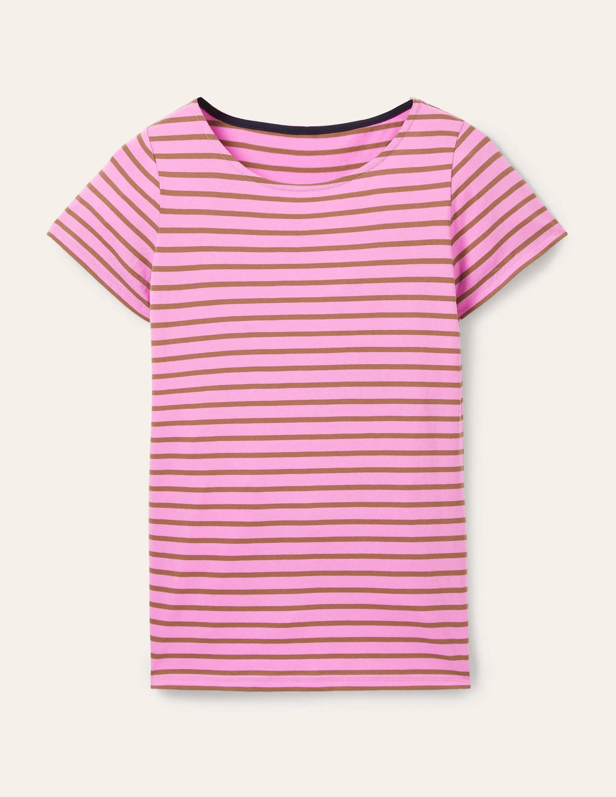 Kurzärmliges Bretonshirt-Violett/Eichelbraun, Gestreift - Image 5